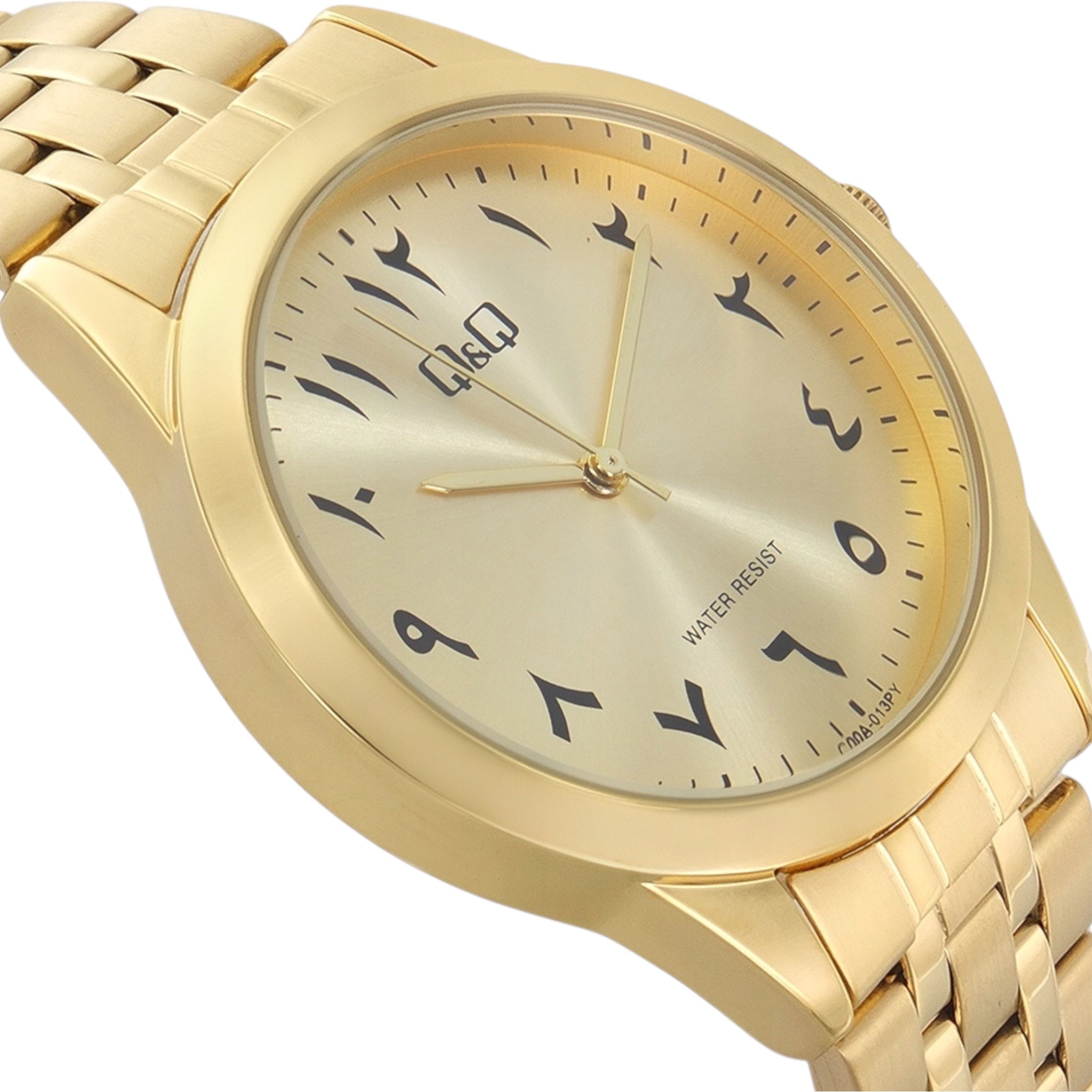 Q&amp;Q C00A-013PY Herren-Armbanduhr mit arabischem Zifferblatt, Gold