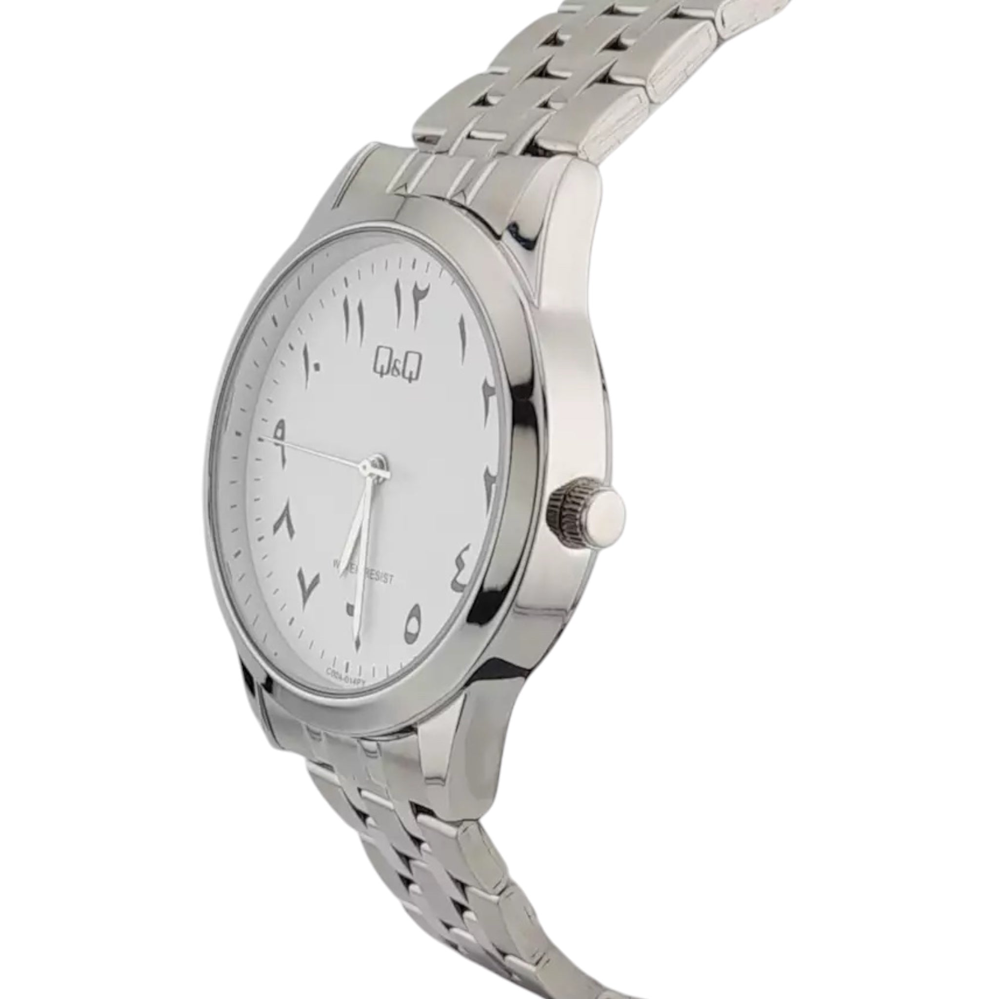 Q&amp;Q Arabic Dial C00A-014PY Men's Silver Watch
