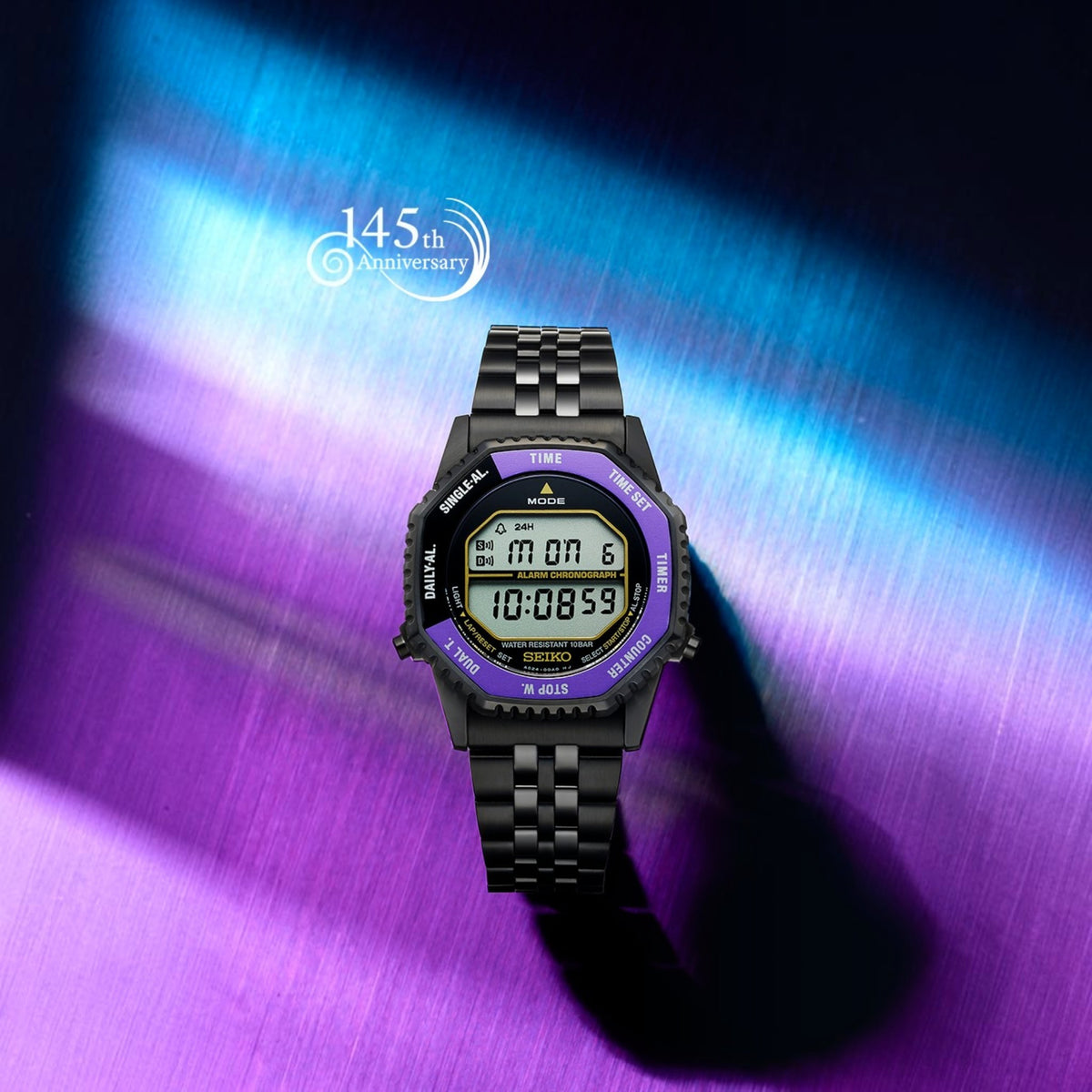 Seiko Sports Rotocall Herrenuhr HFL001P1 Digital Limited Edition 145. Jubiläum Schwarz Lila