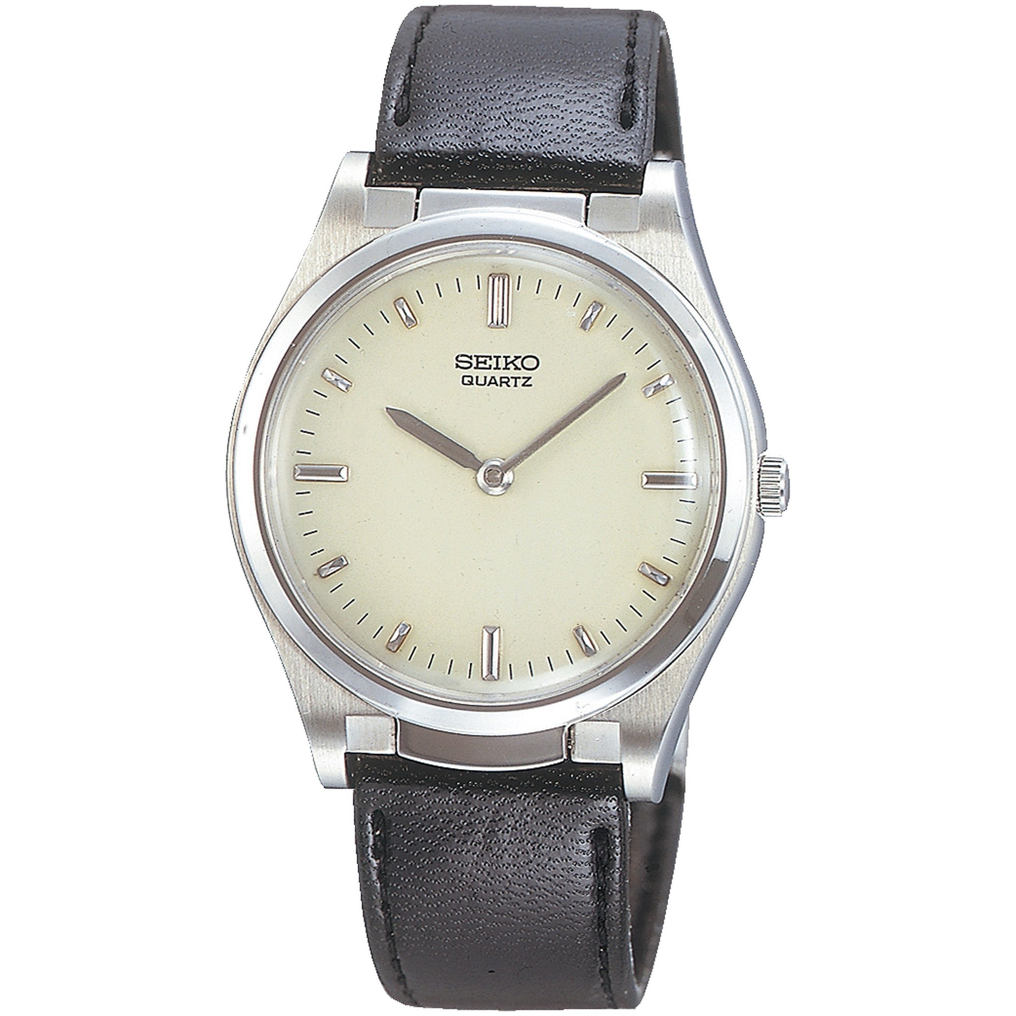 Seiko Men's Braille Watch S23159J5 Silver Black Leather