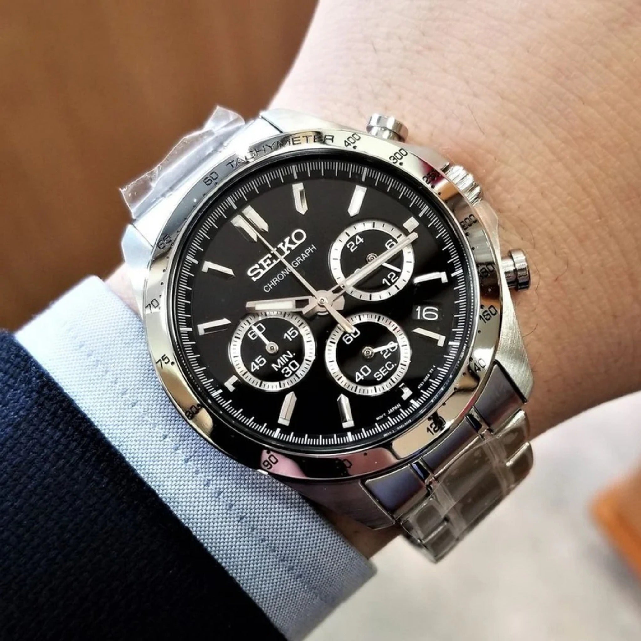 Montre Seiko JDM Homme Quartz SBTR013 Spirit Chronographe Noir