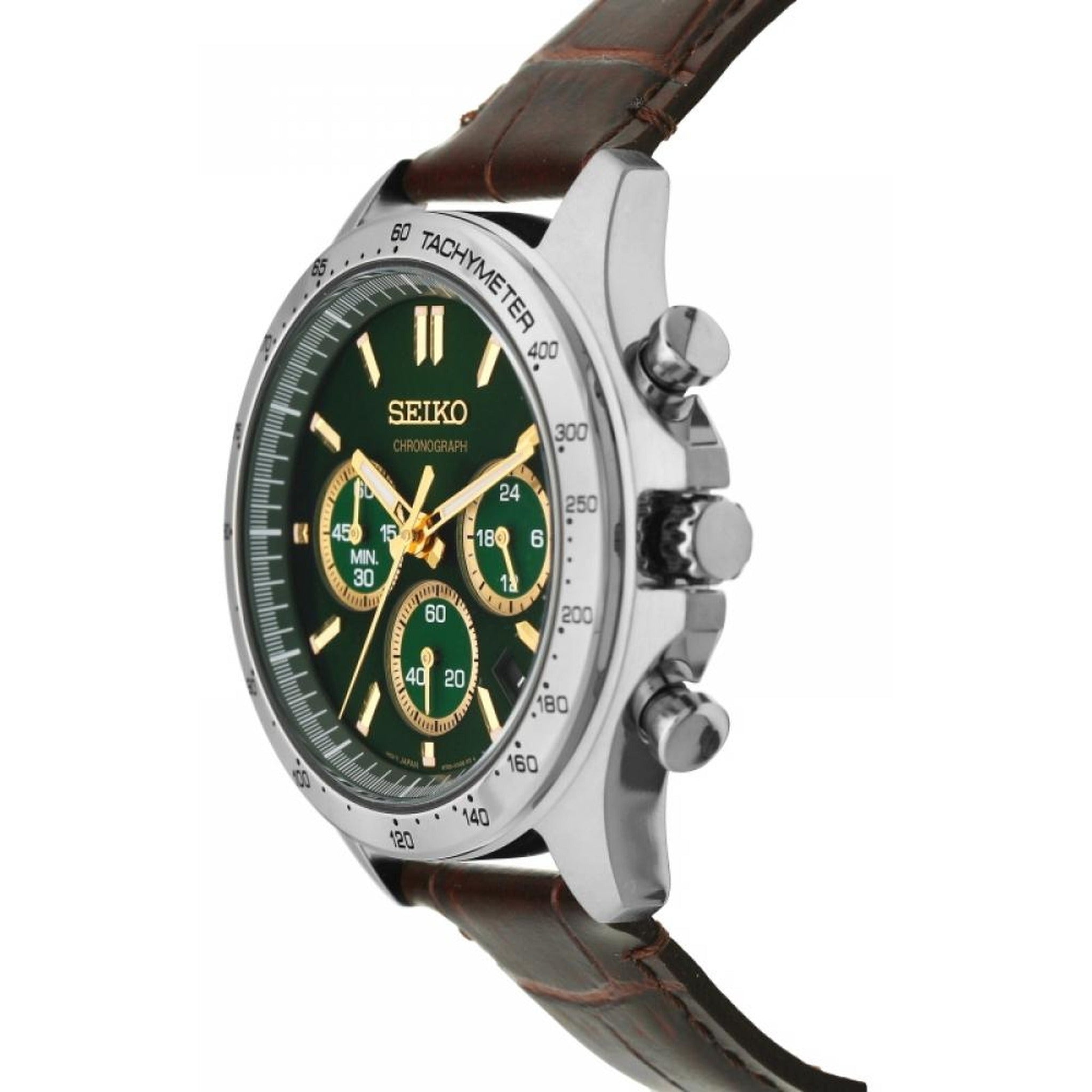 Montre Seiko JDM Homme Quartz SBTR017 Spirit Chronographe Vert Cuir