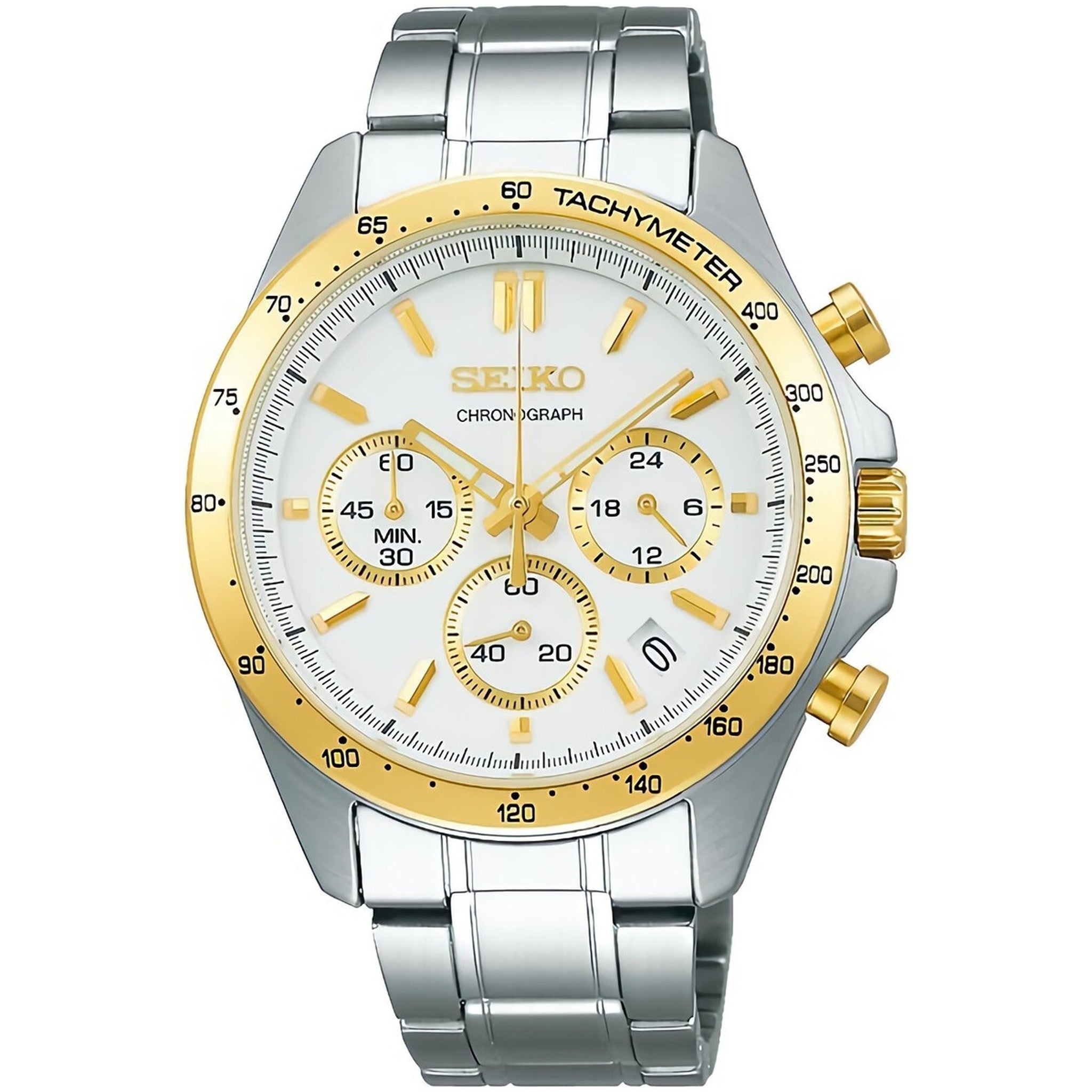 Seiko JDM Men's Quartz Watch SBTR024 Spirit Chronograph White Gold