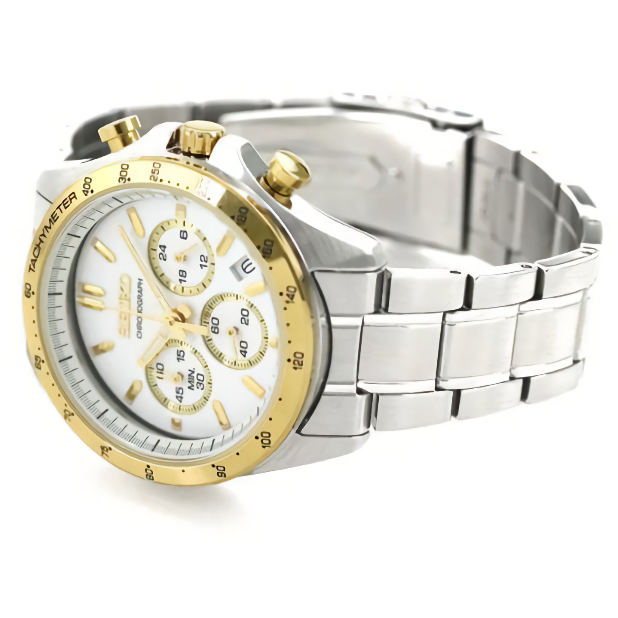 Seiko JDM Men's Quartz Watch SBTR024 Spirit Chronograph White Gold