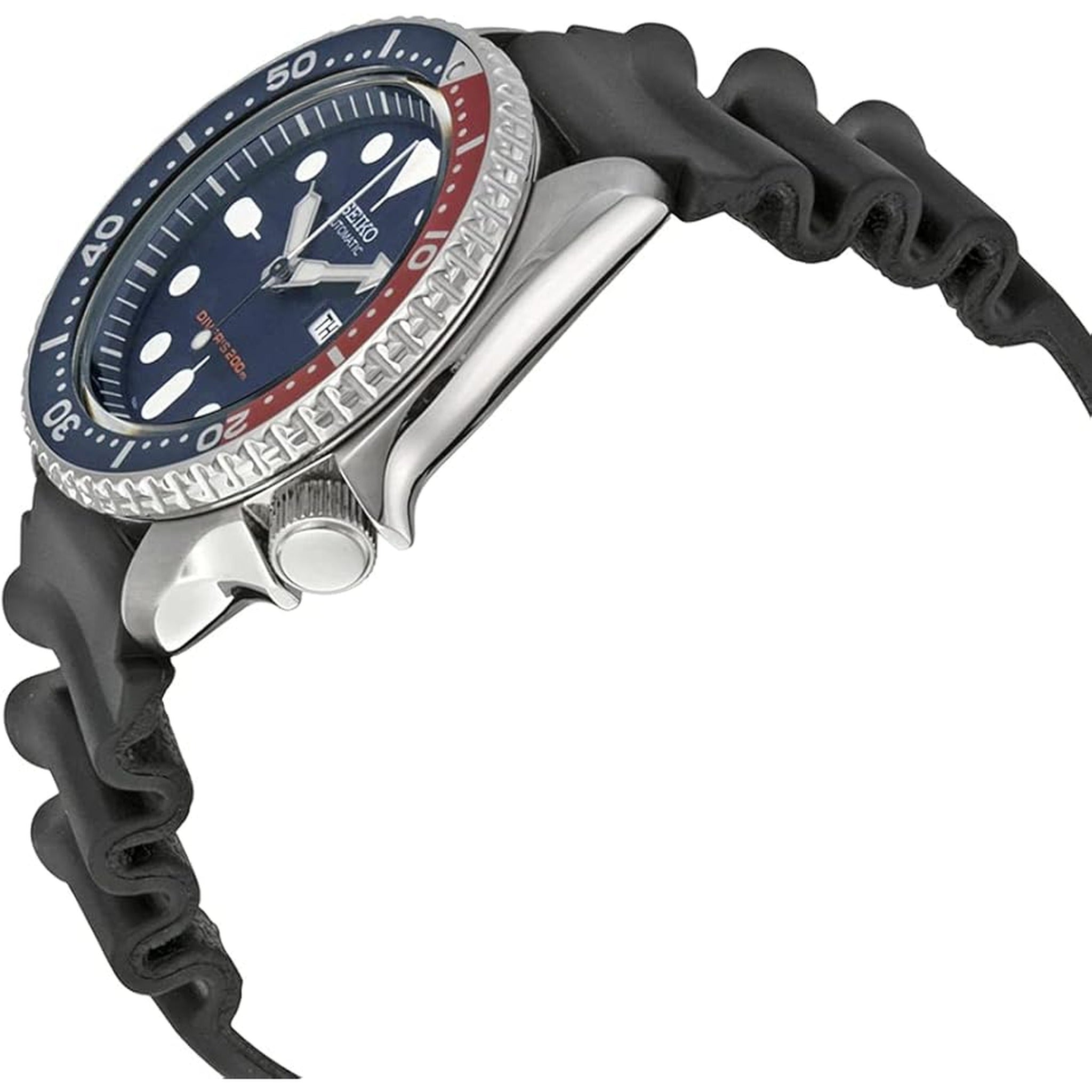 Seiko Automatic Men's Watch SKX009K1 Blue Red Rubber Strap