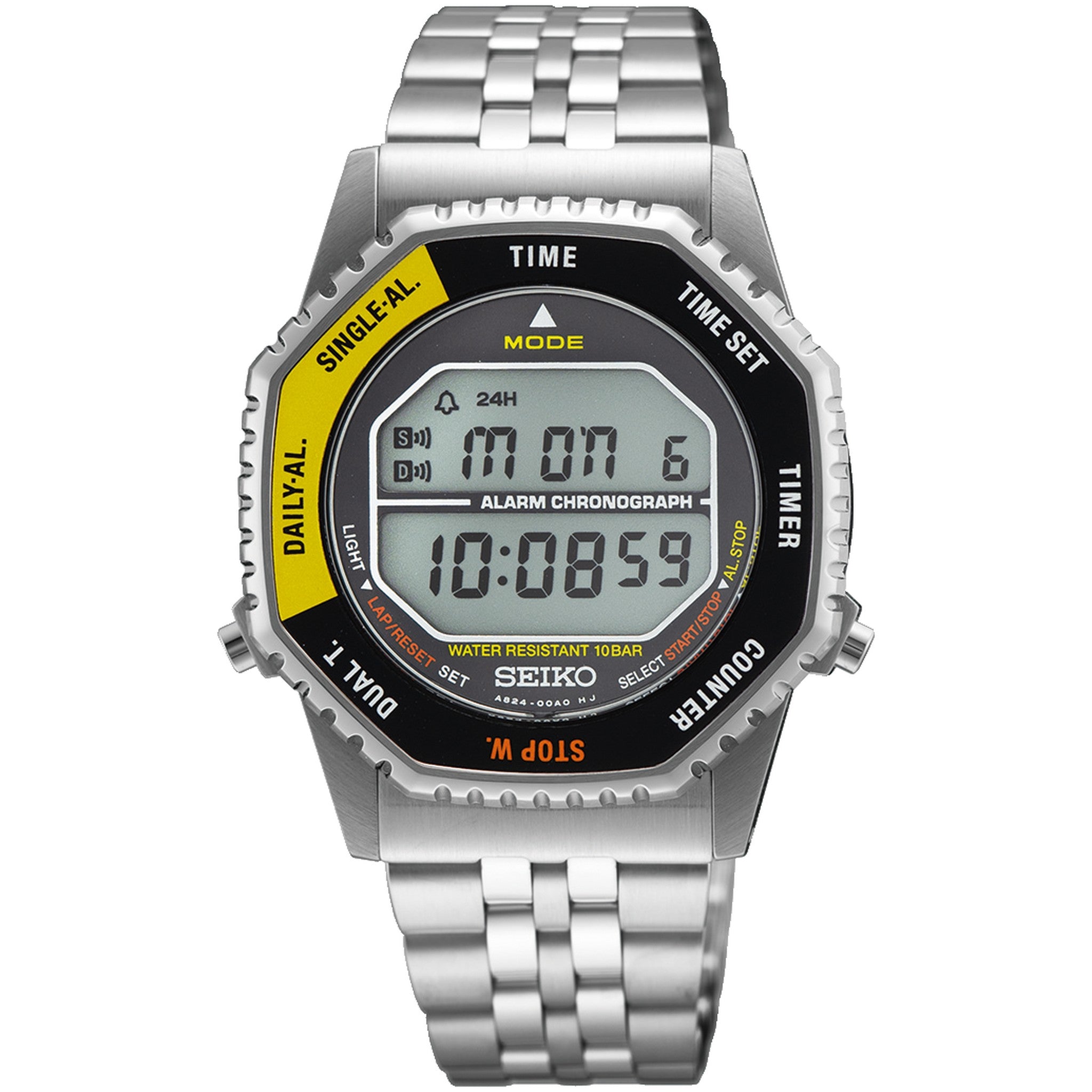 Seiko Rotocall Men's Watch SMGG17P1 Digital Silver Black Yellow