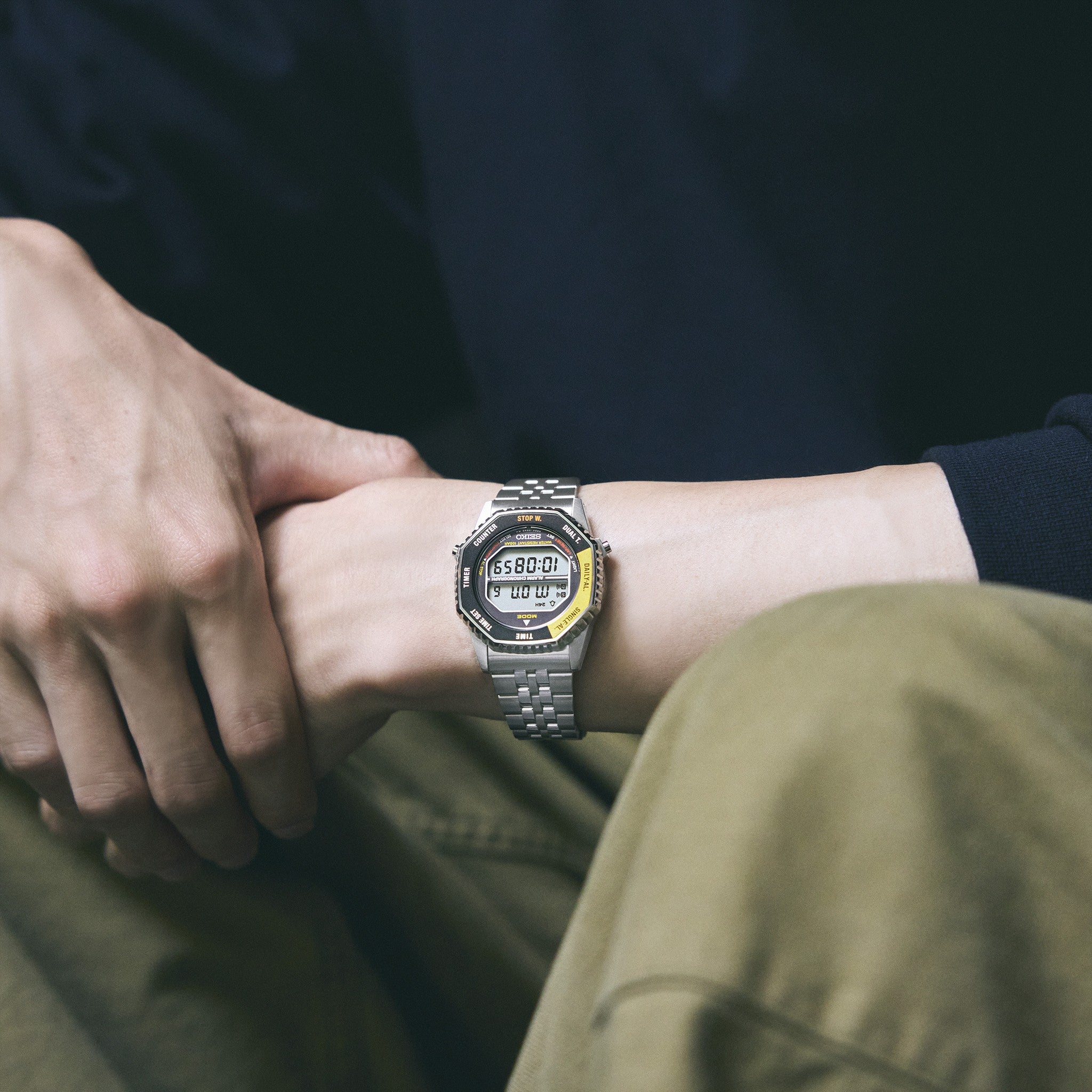 Seiko Rotocall Men's Watch SMGG17P1 Digital Silver Black Yellow