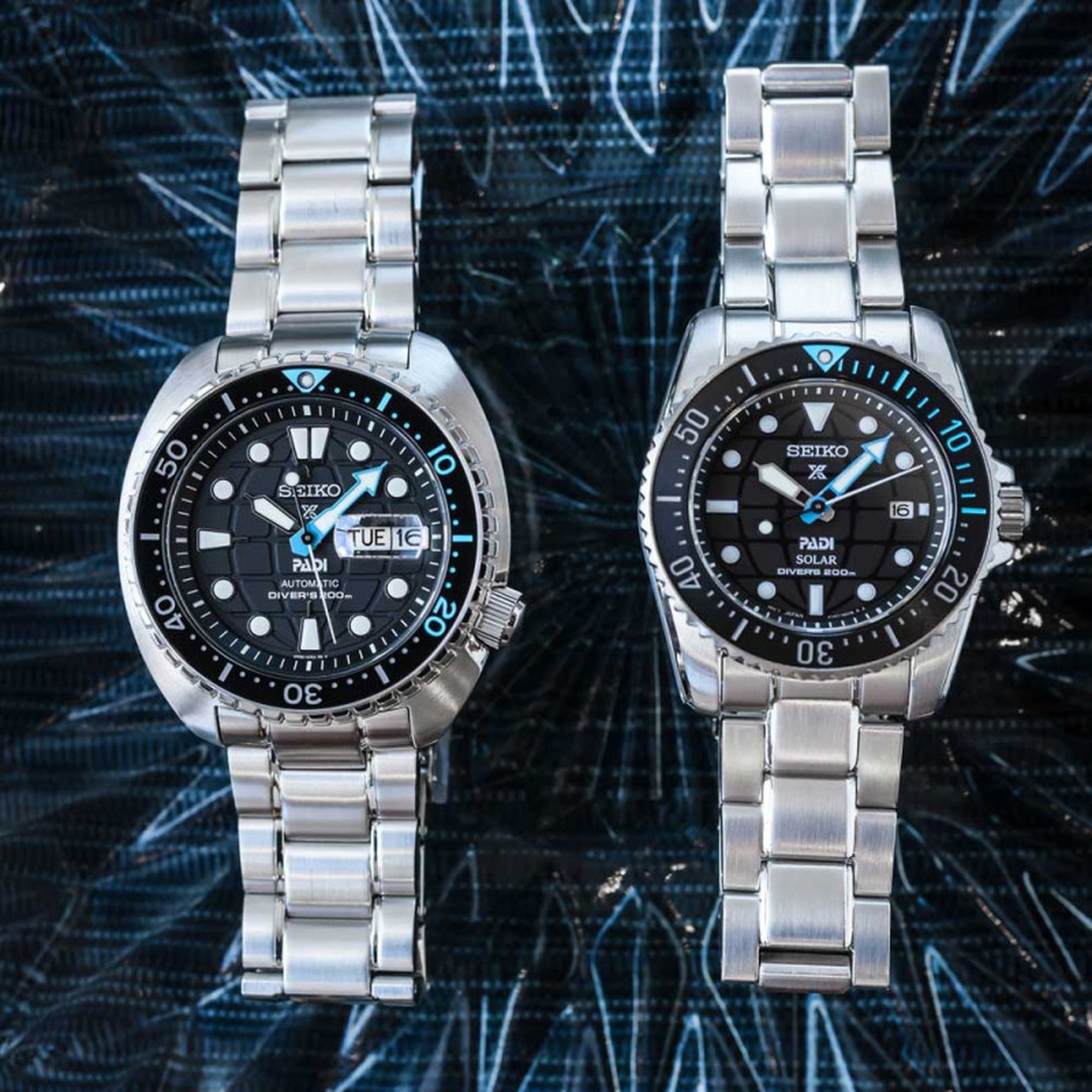 Seiko Men's Prospex PADI Solar SNE575P1 Black Blue Watch