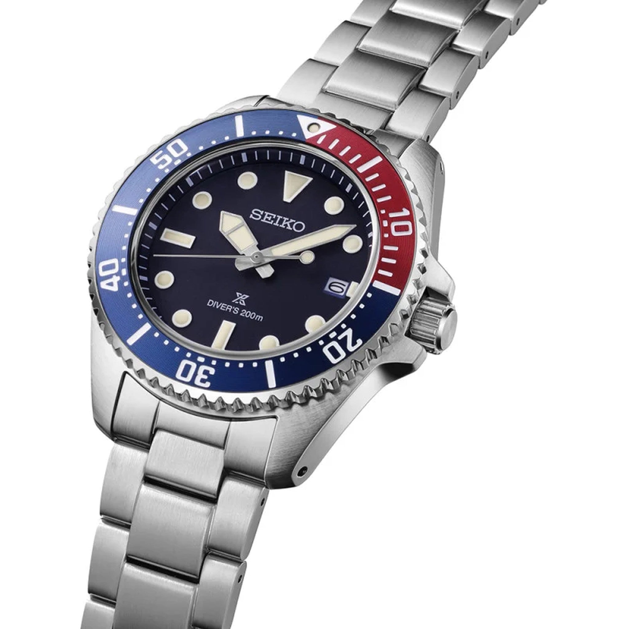 Seiko Prospex Men's Watch SNE595P1 Solar Silver Blue Red