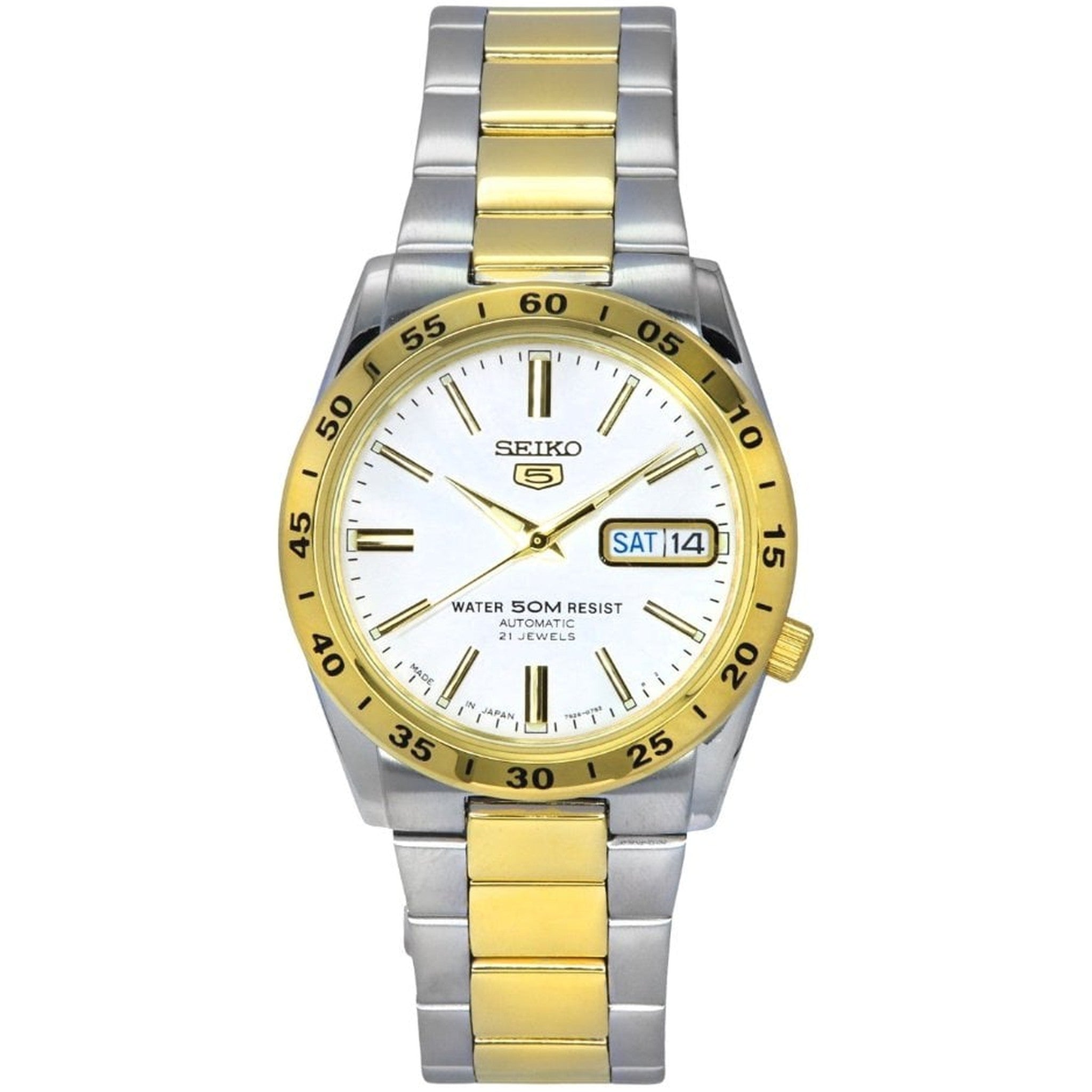 Seiko 5 Men's Automatic Watch SNKE04J1 White Silver Gold