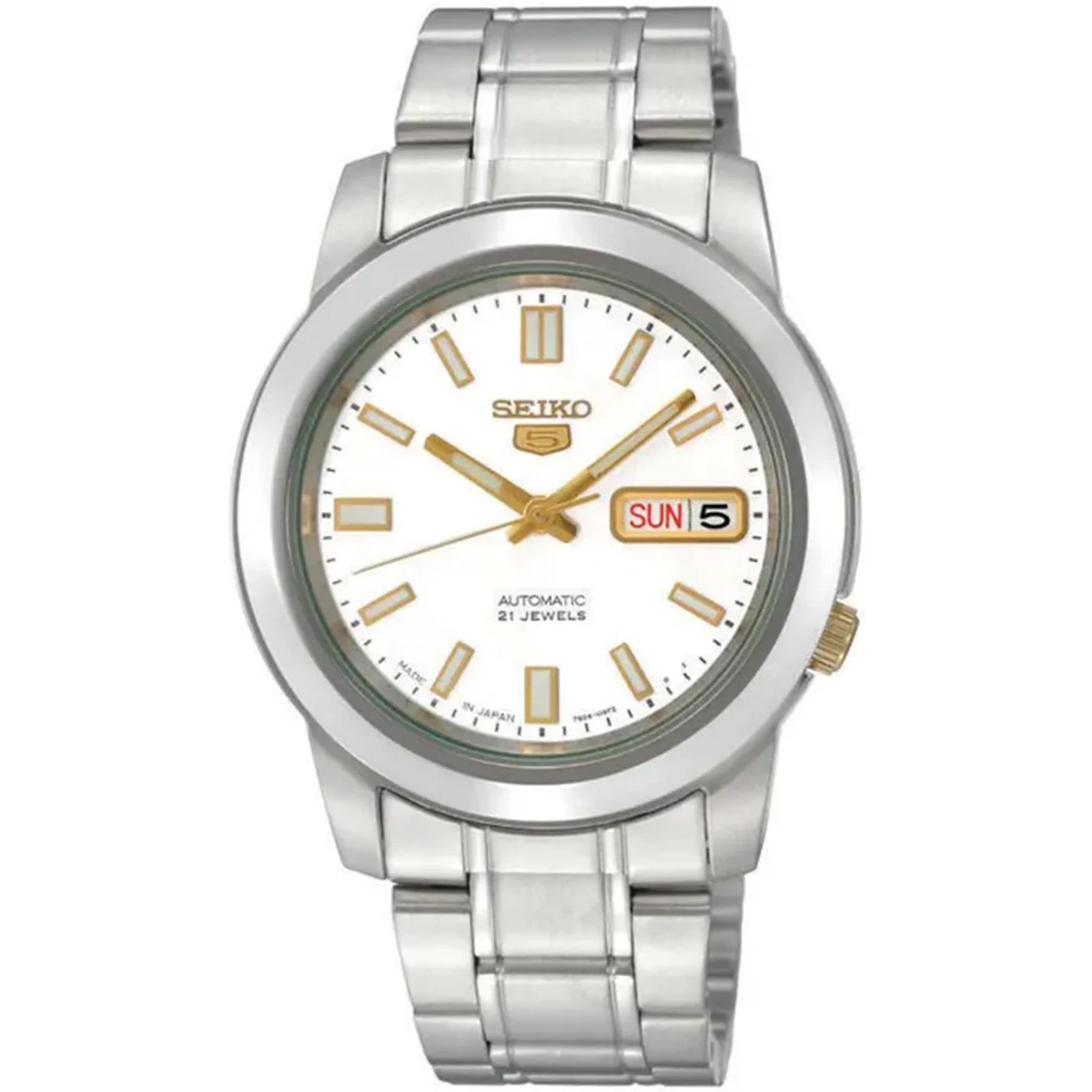Montre Seiko 5 Homme Automatique SNKK07K1 Blanc Doré