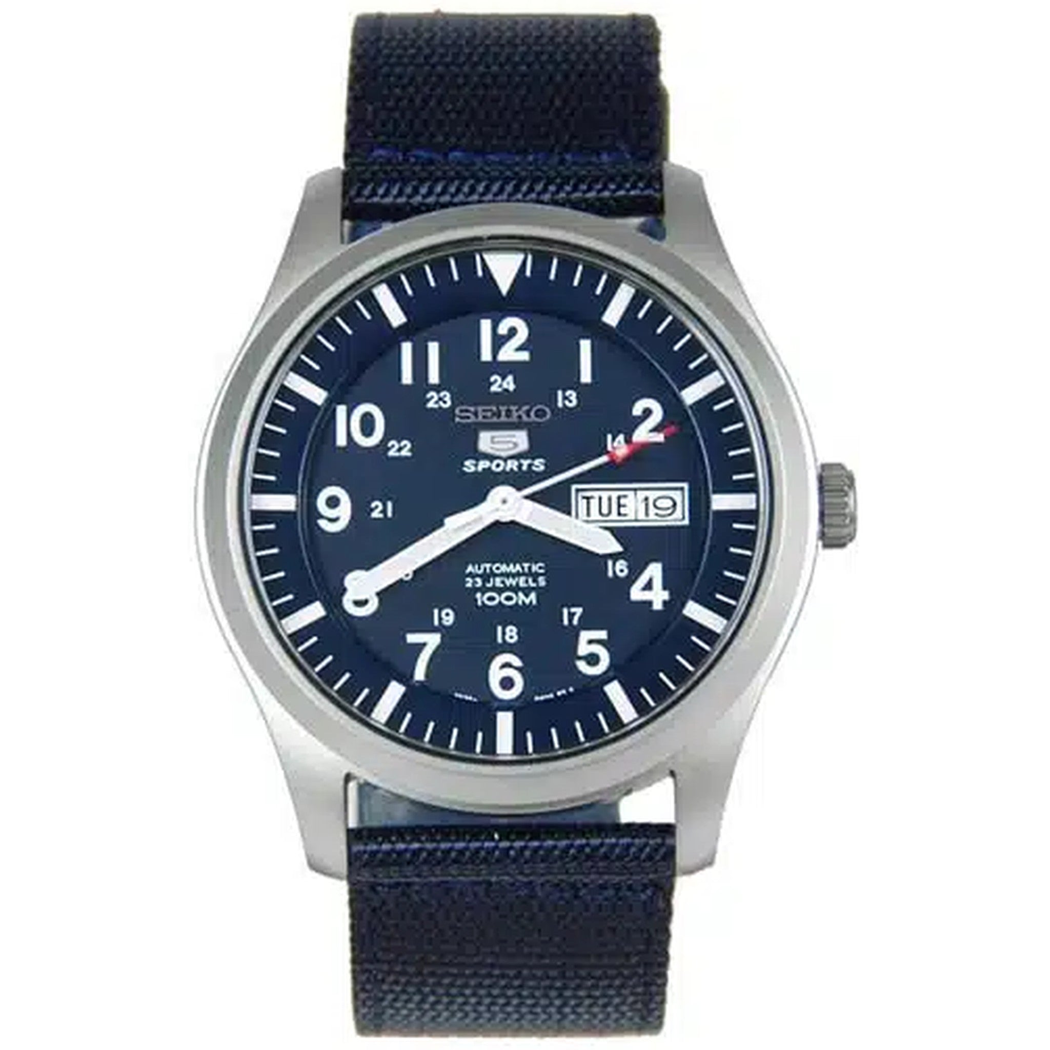 Seiko 5 Sports Herren-Automatikuhr SNZG11K1, blaues Nylon-NATO-Armband
