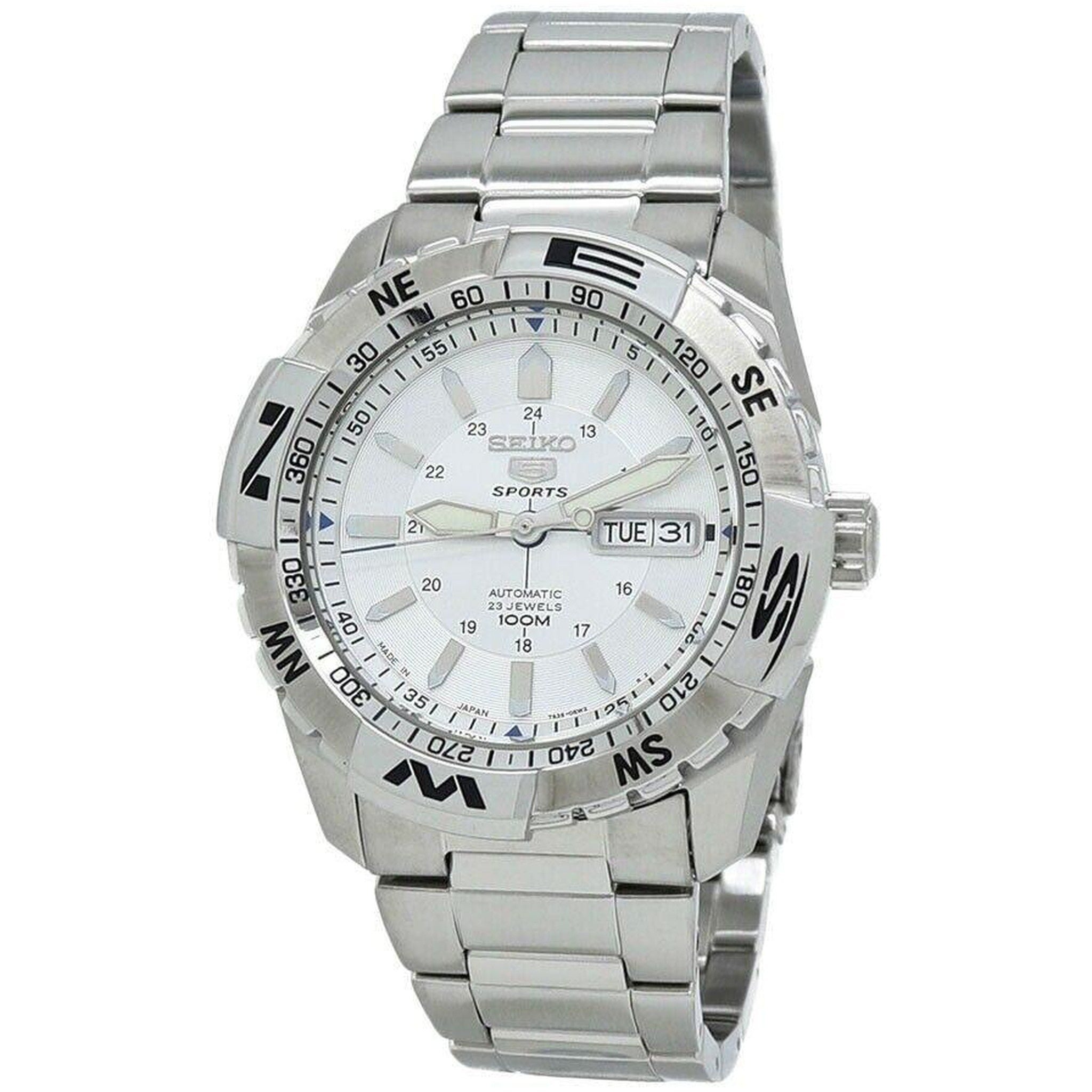 Seiko 5 Sports Men's Automatic Watch SNZJ03J1 Silver White