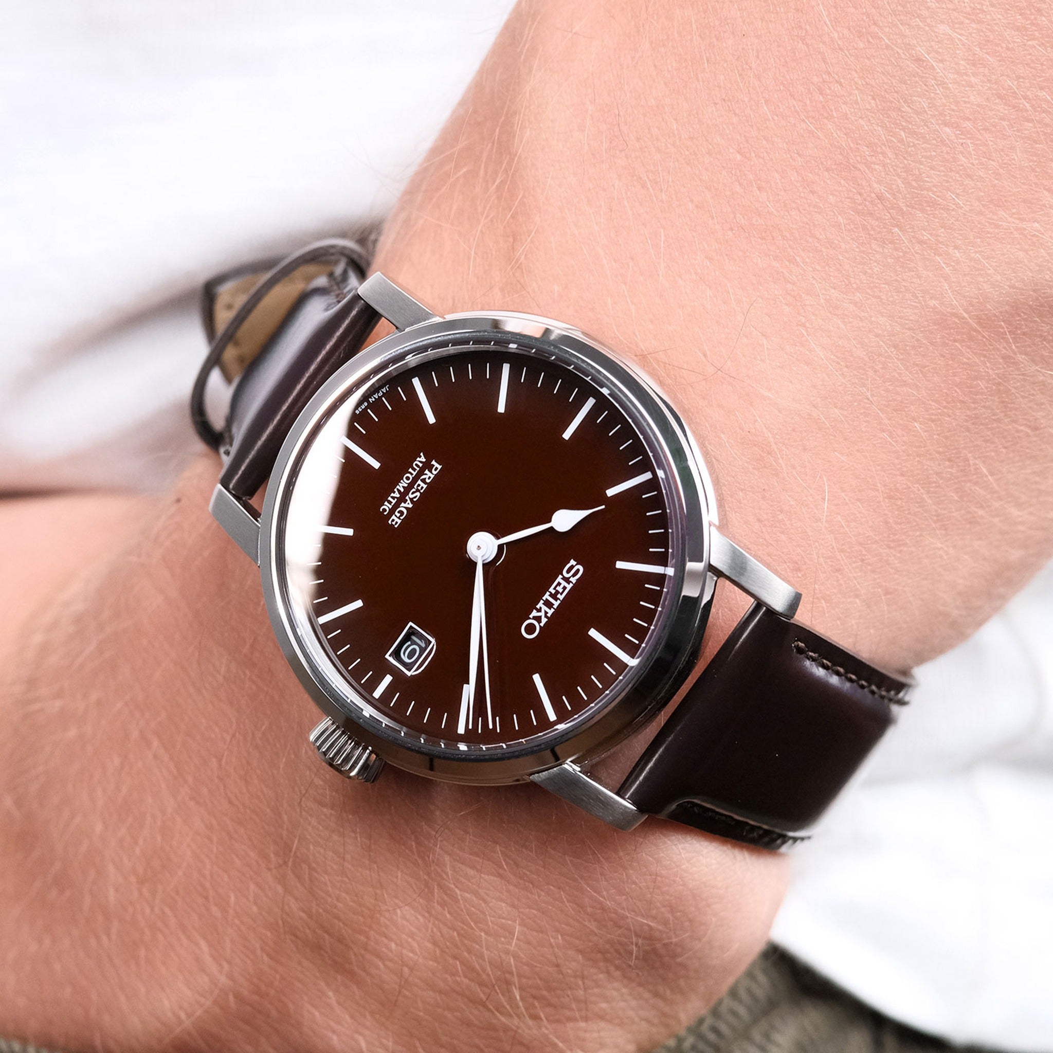 Seiko Presage Automatic Men's Watch SPB115J1 Burgundy Brown Enamel