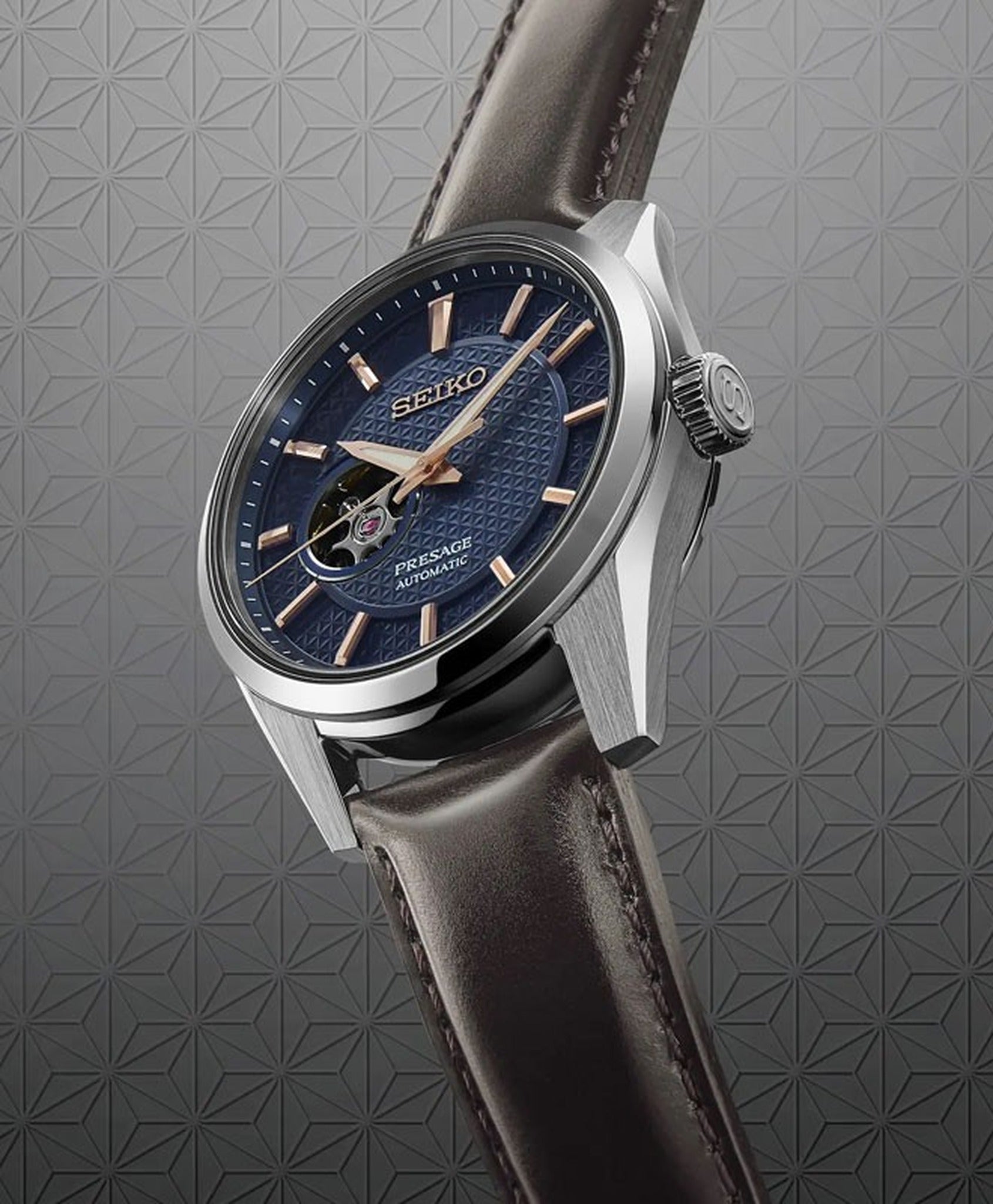 Montre Seiko Presage Cœur Ouvert Automatique Homme SPB311J1 Sharp Edged Bleu