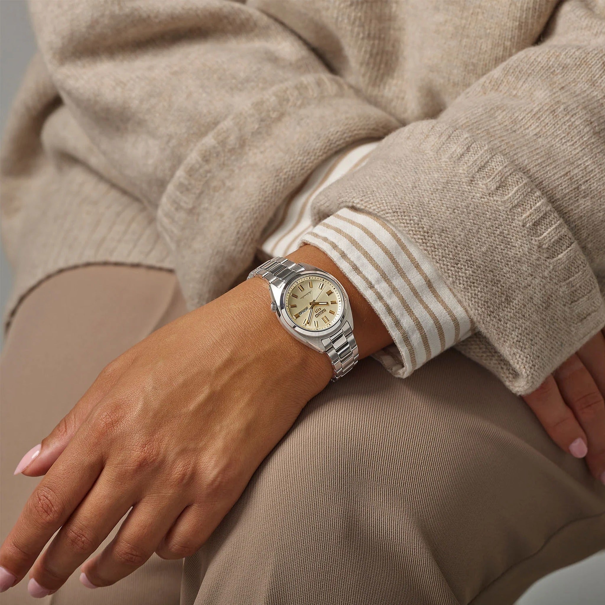 Montre Seiko 5 Sports SNXS Femme Automatique SRE023K1 Doré Champagne