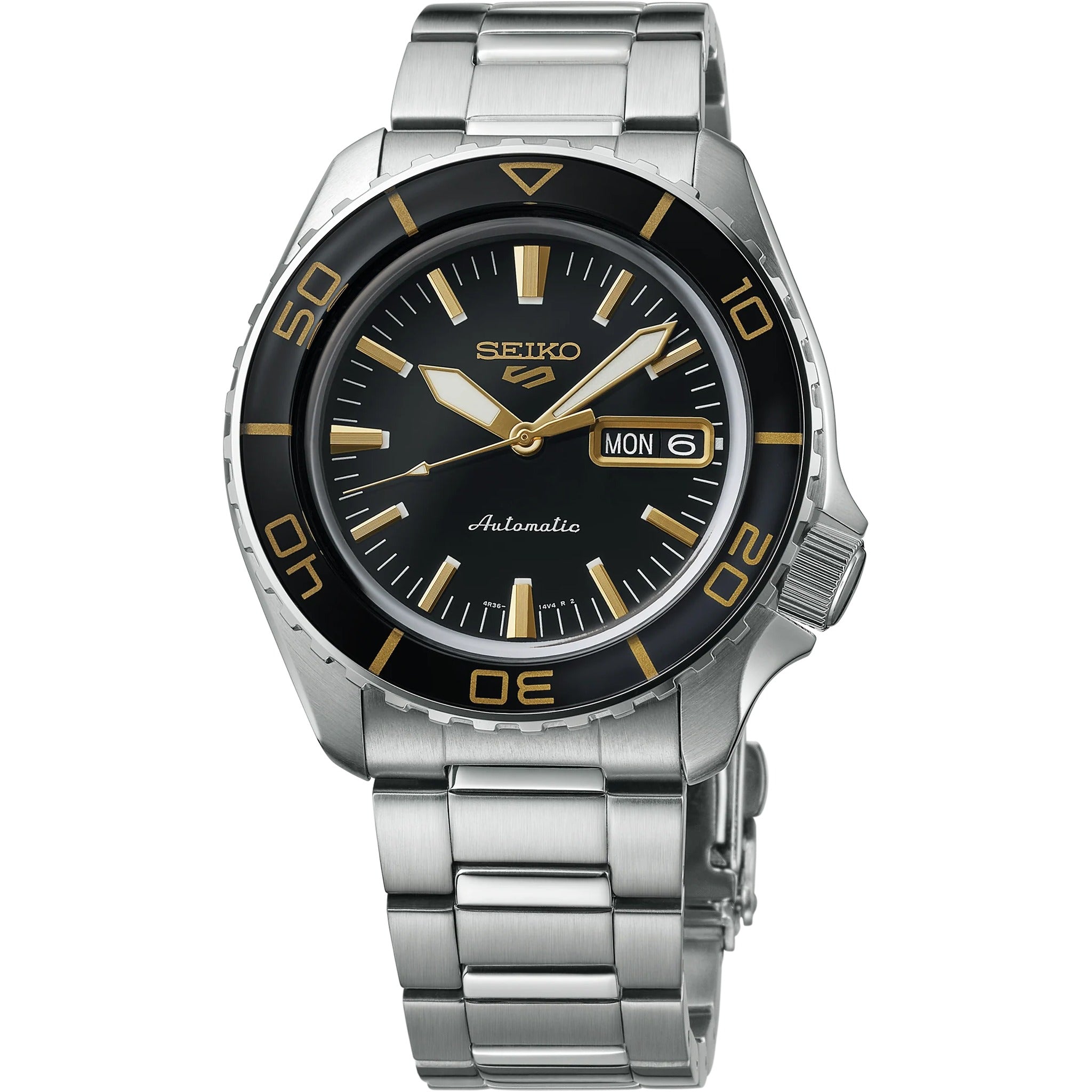 Seiko 5 Sports Herren-Automatikuhr SRPK99K1 Schwarz/Gold
