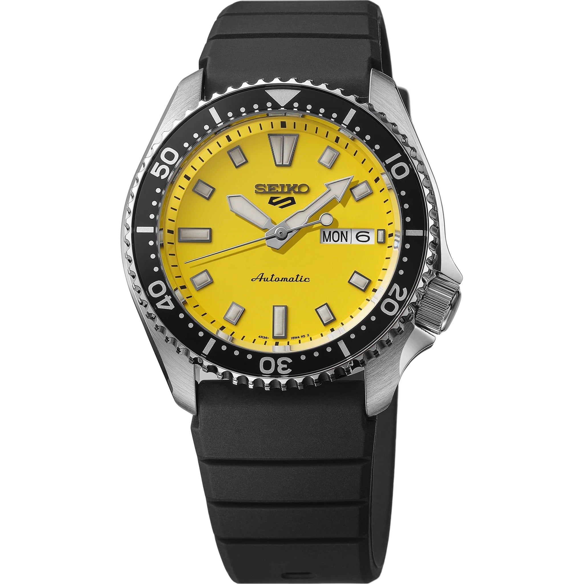 Montre Seiko 5 Sports Homme Automatique SRPL87K1 Jaune Bracelet Silicone