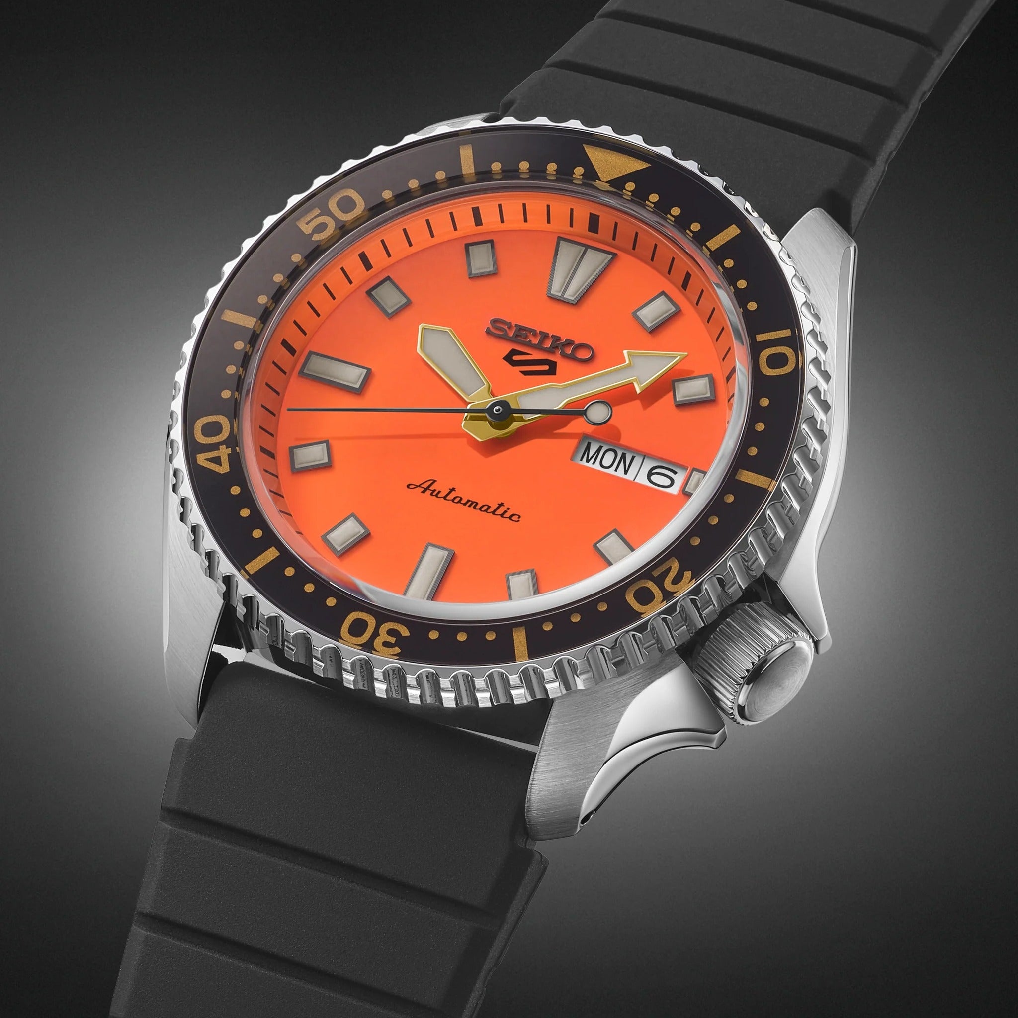Seiko 5 Sports Men's Automatic Watch SRPL89K1 Orange Silicone Strap