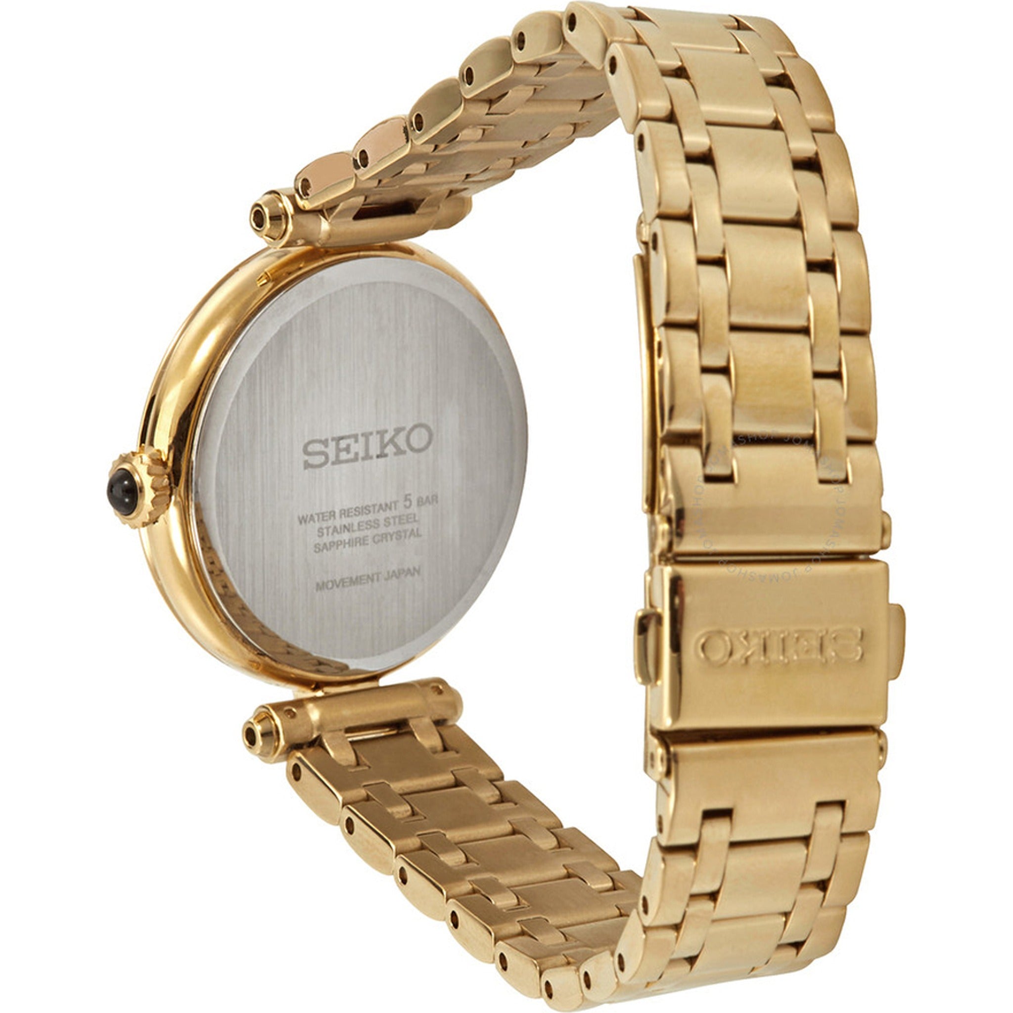Seiko Women's Quartz Watch SRZ536P1 Gold Plated Mother of Pearl with 12 Diamonds
