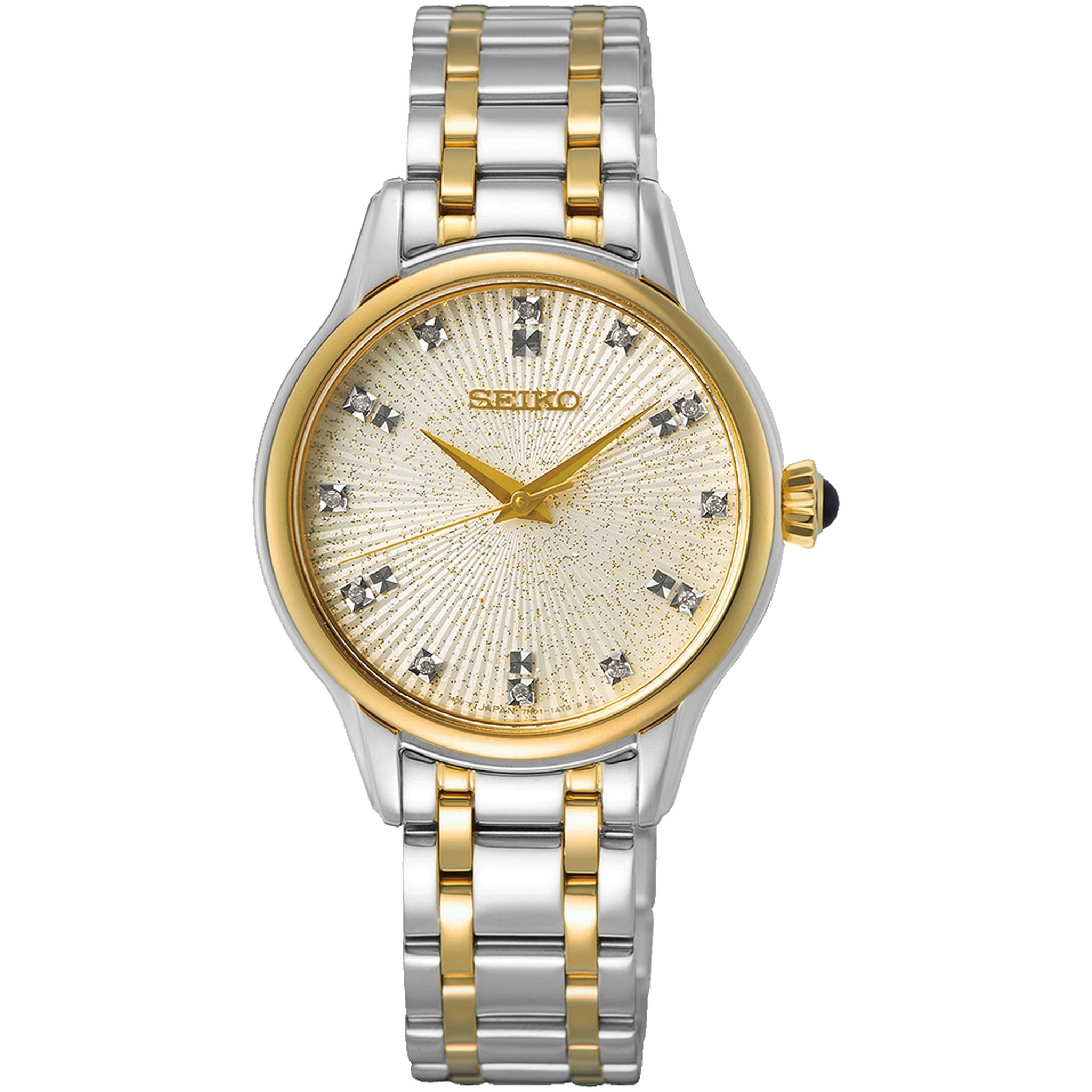 Seiko Women's Quartz Watch SRZ550P1 Silver Gold Diamond