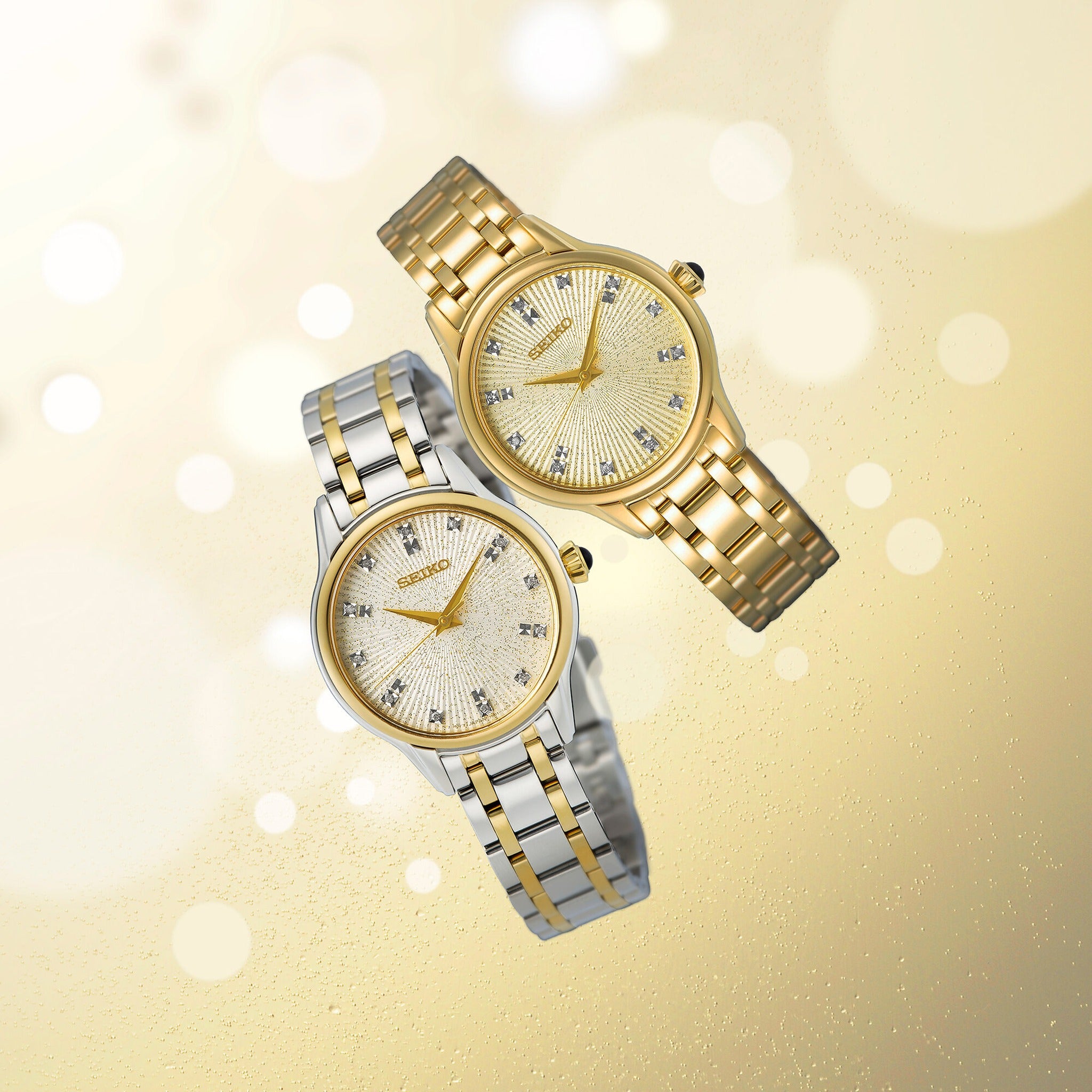 Seiko Women's Quartz Watch SRZ552P1 Gold Plated Diamonds