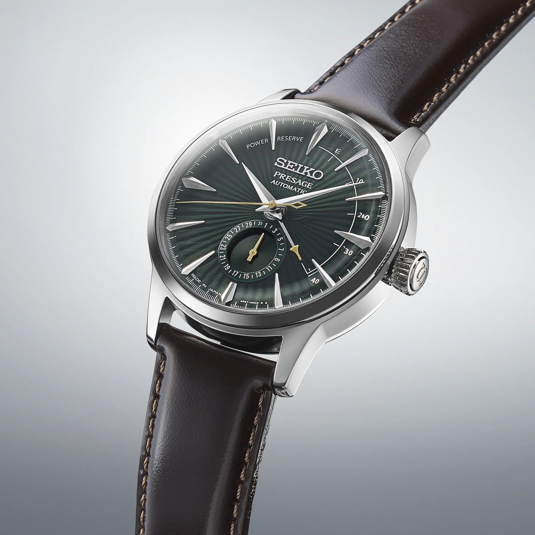 Seiko Presage Cocktail Automatik Herrenuhr SSA459J1 Kleine Sekunde Grün Mockingbird