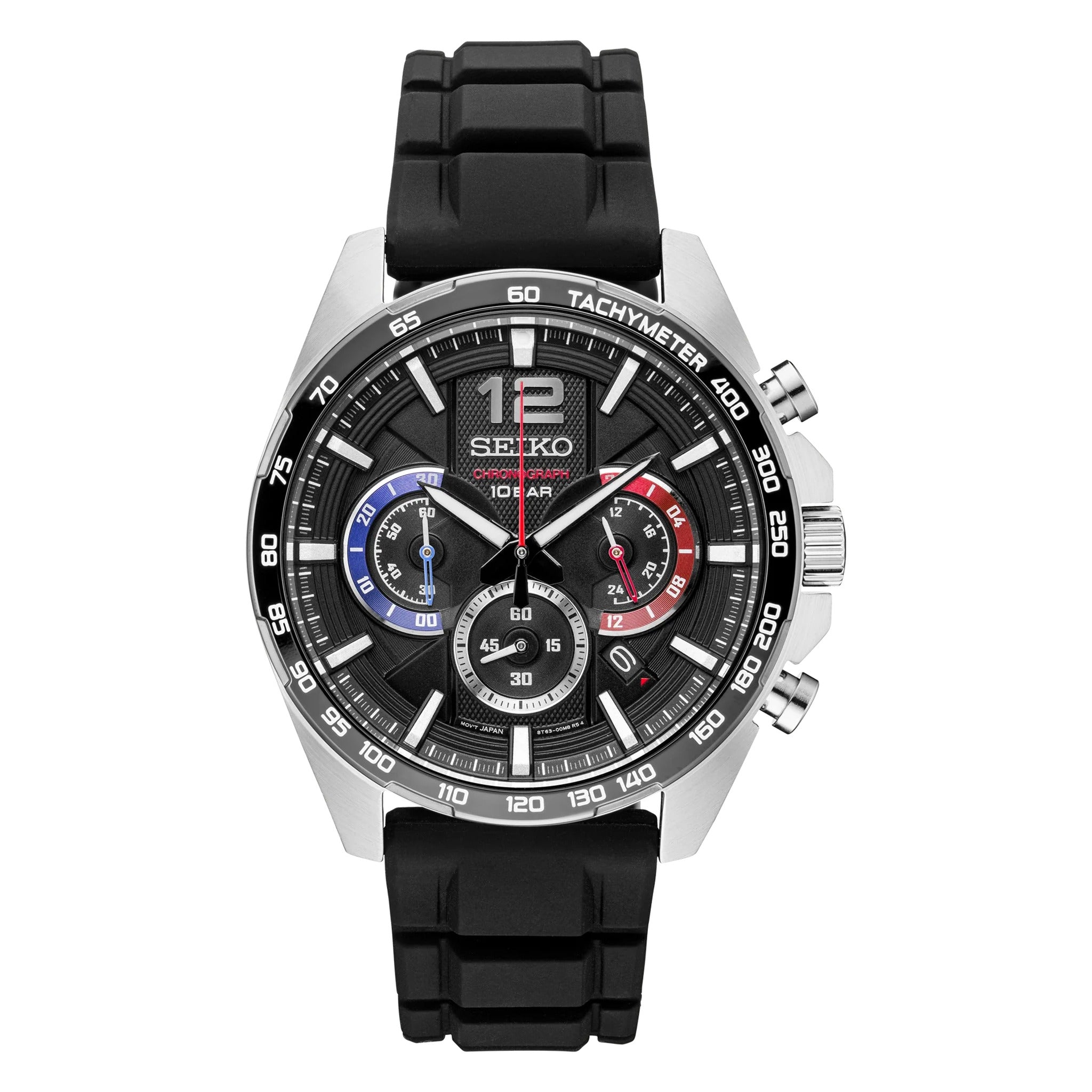 Seiko Men's Chronograph Sport Quartz Watch SSB347P1 Black Rubber Strap