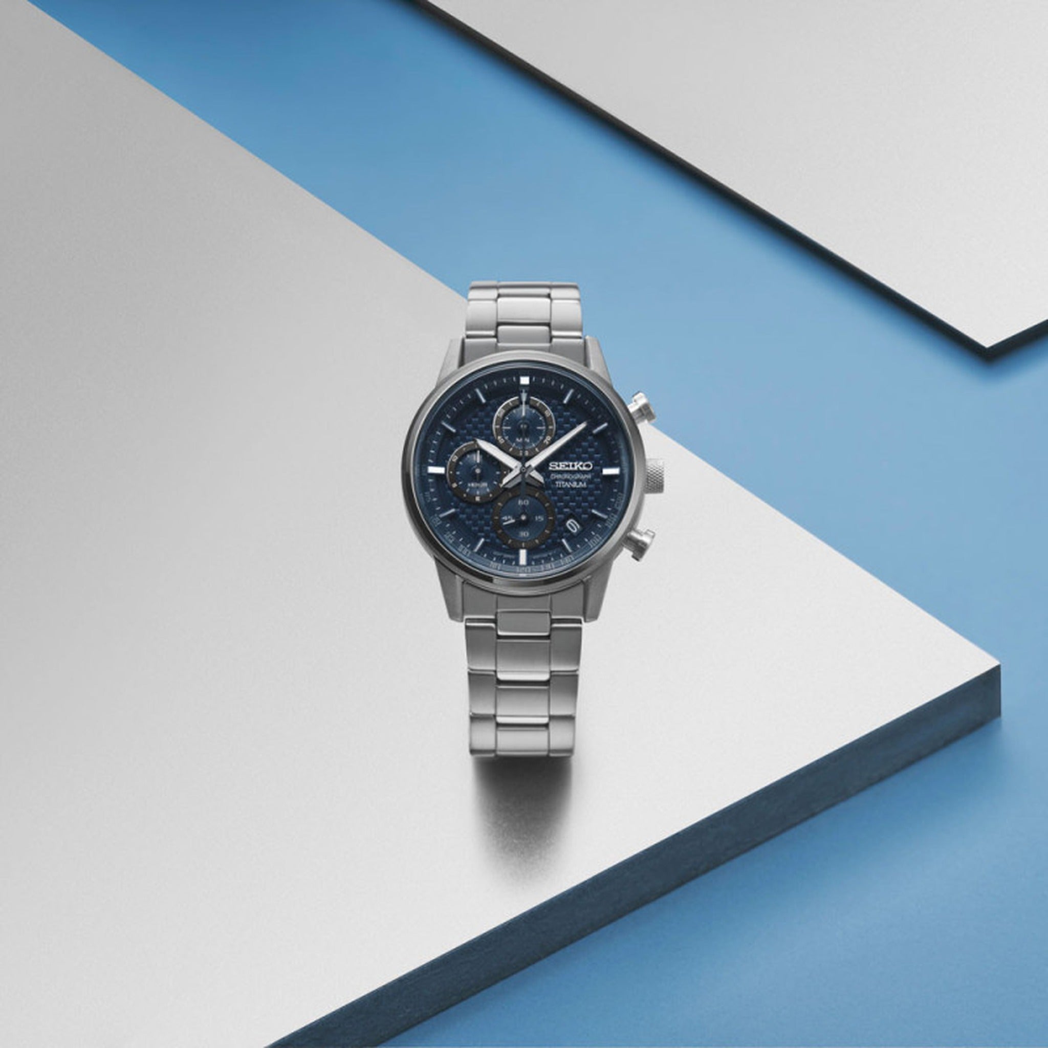 Seiko Men's Urban Sports Chronograph Watch, Quartz SSB387P1, Titanium Blue