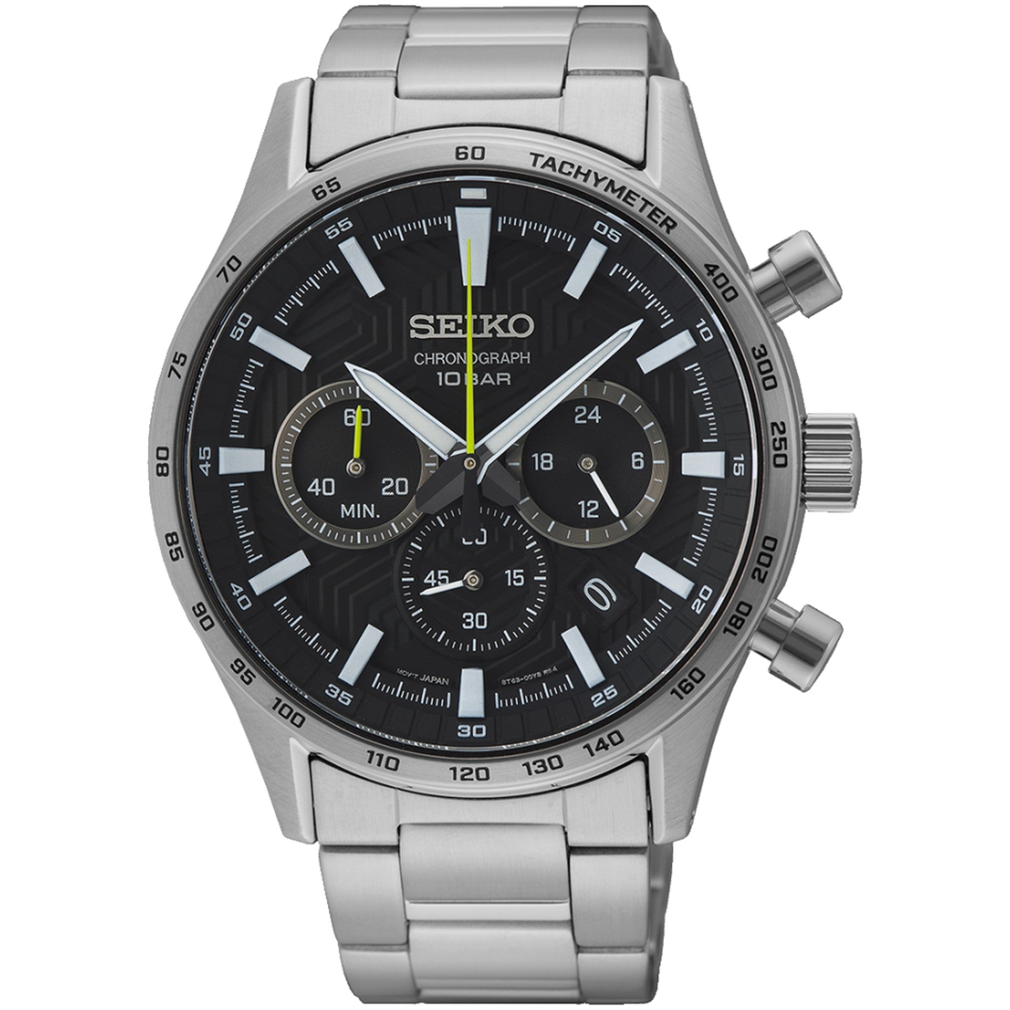 Seiko Herren-Uhr Urban Sports Chronograph Quarz SSB413P1 Schwarz Gelb