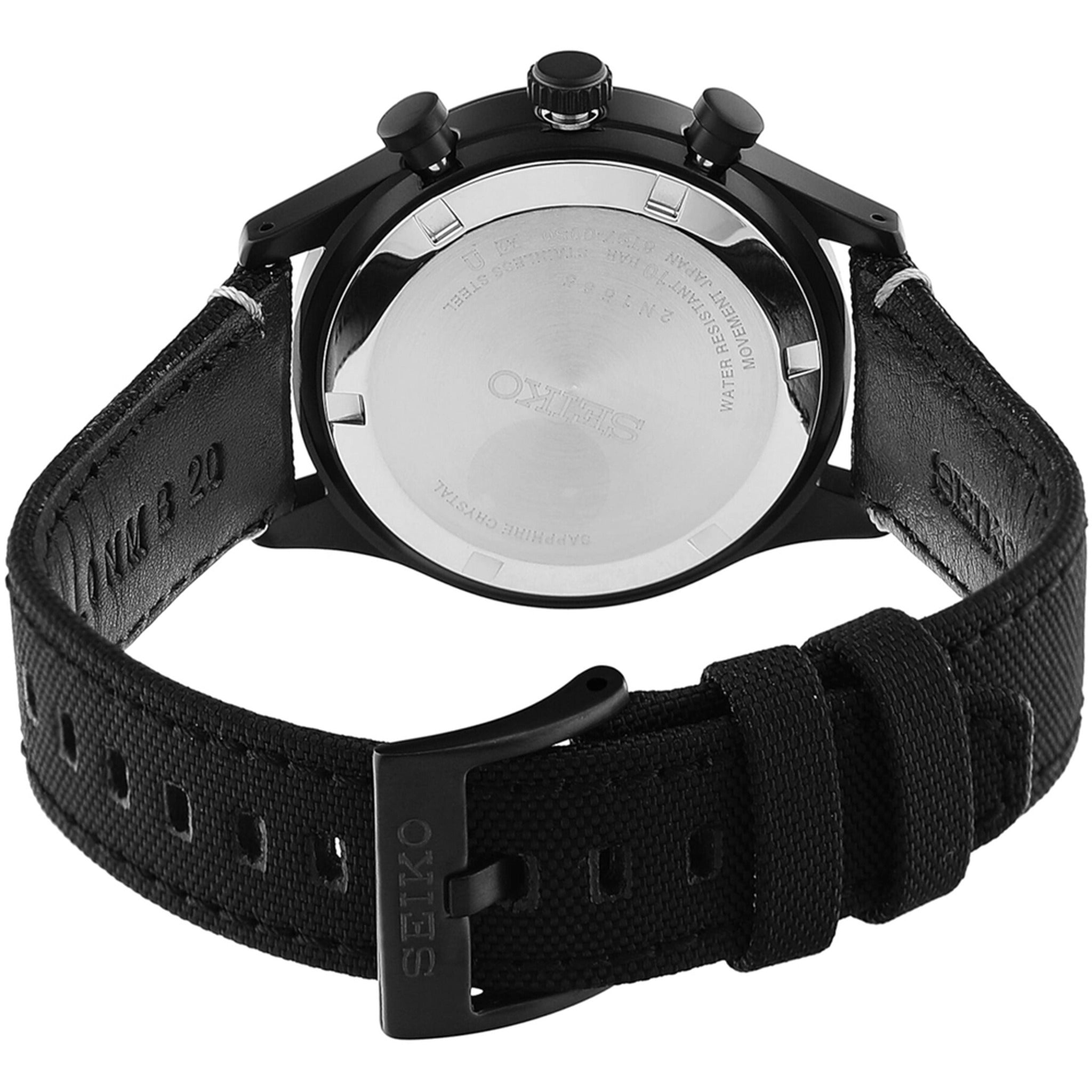 Seiko Men's Urban Sports Chronograph Watch, Quartz SSB421P1, Black and White with Nylon Strap