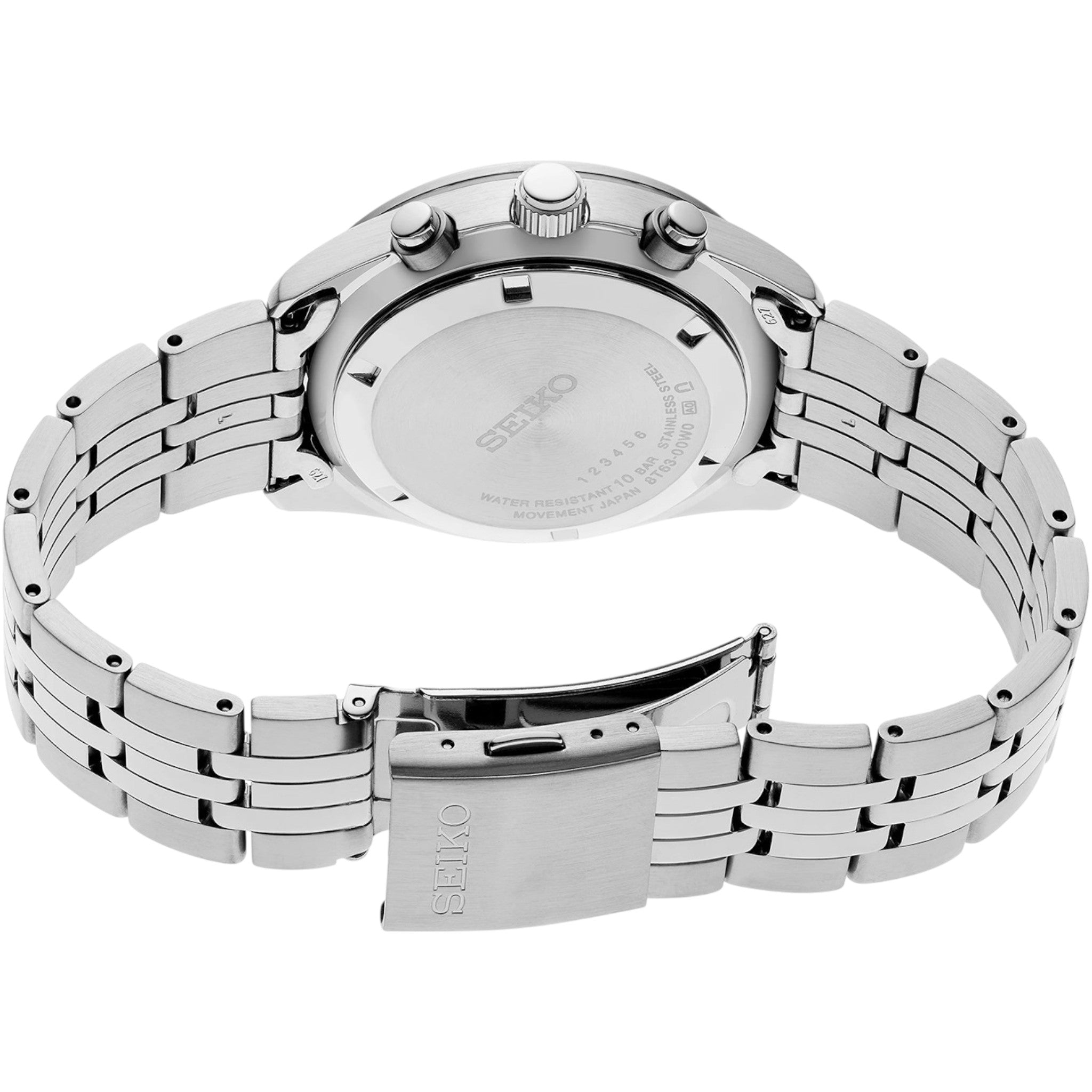 Seiko Men's Watch SSB425P1 Chronograph Silver White Black