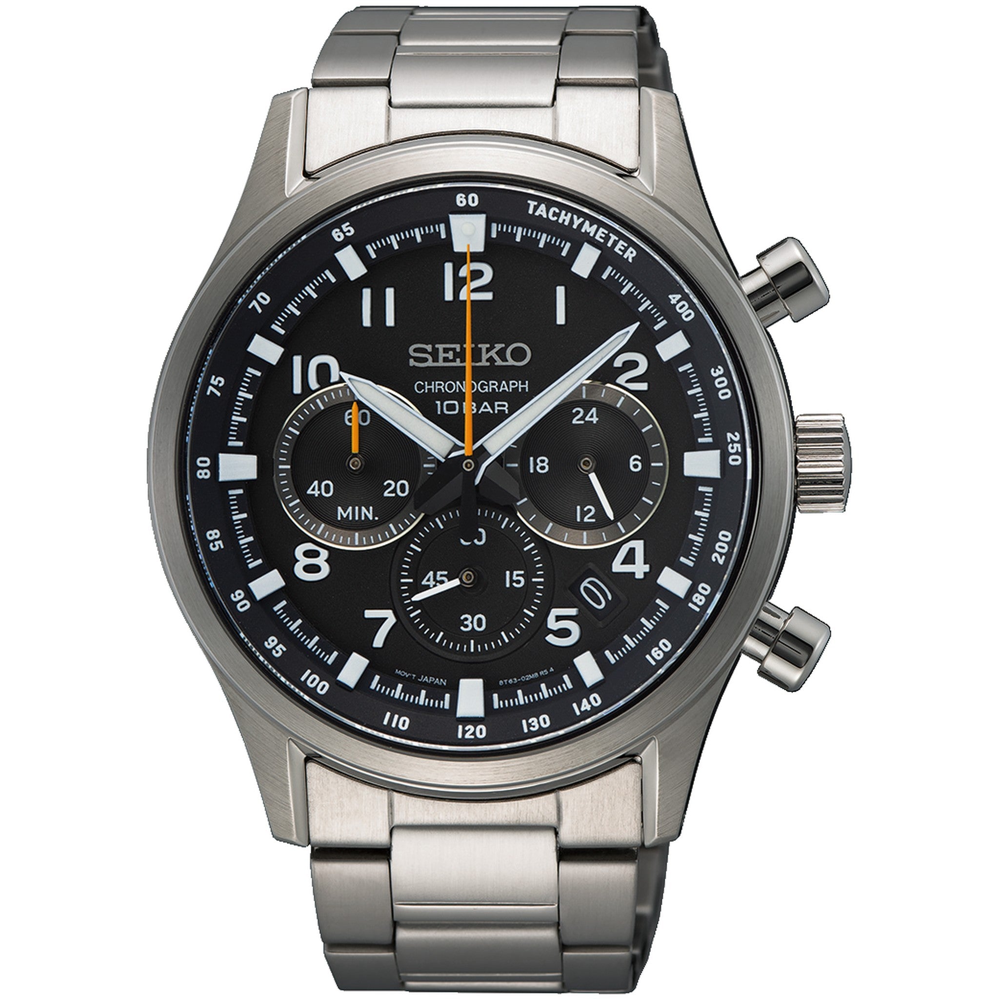 Seiko Men's Chronograph Sports Watch Quartz SSB447P1 Black Steel