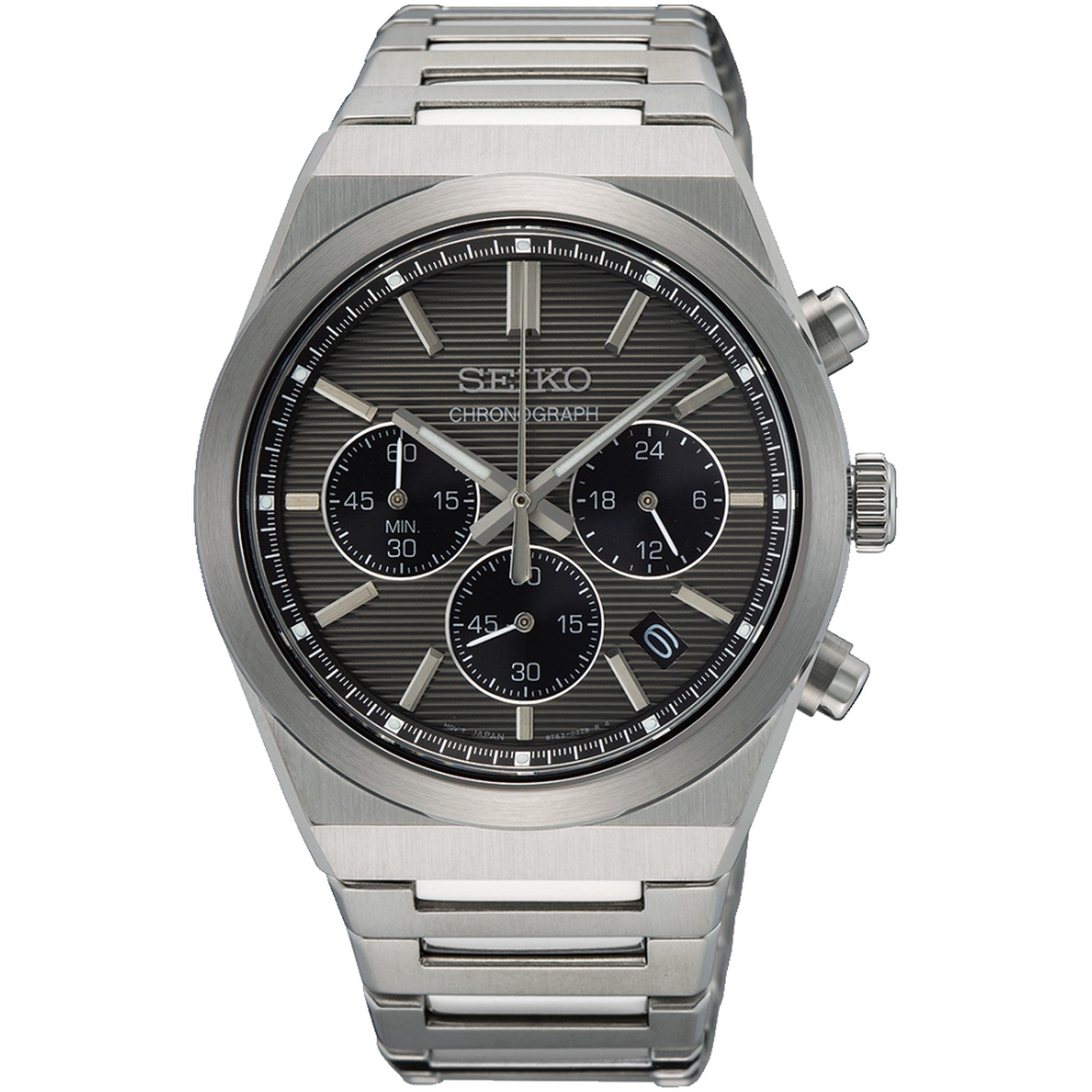 Seiko Men's Quartz Sports Chronograph Watch SSB455P1 Grey Black