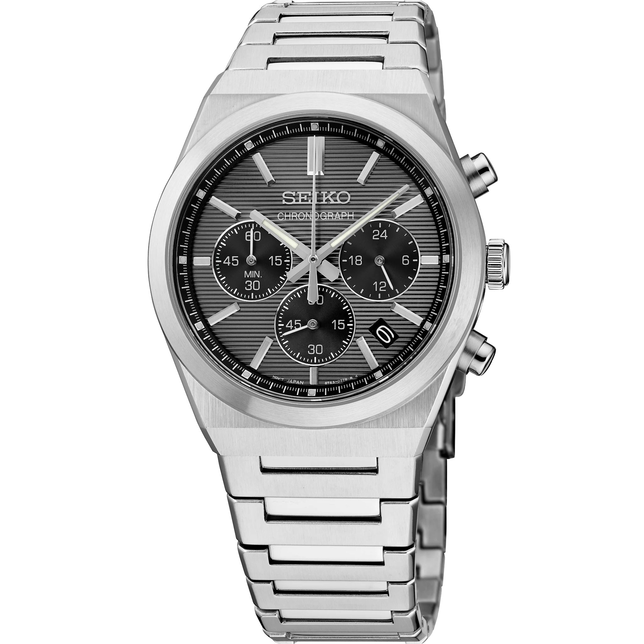 Seiko Men's Quartz Sports Chronograph Watch SSB455P1 Grey Black