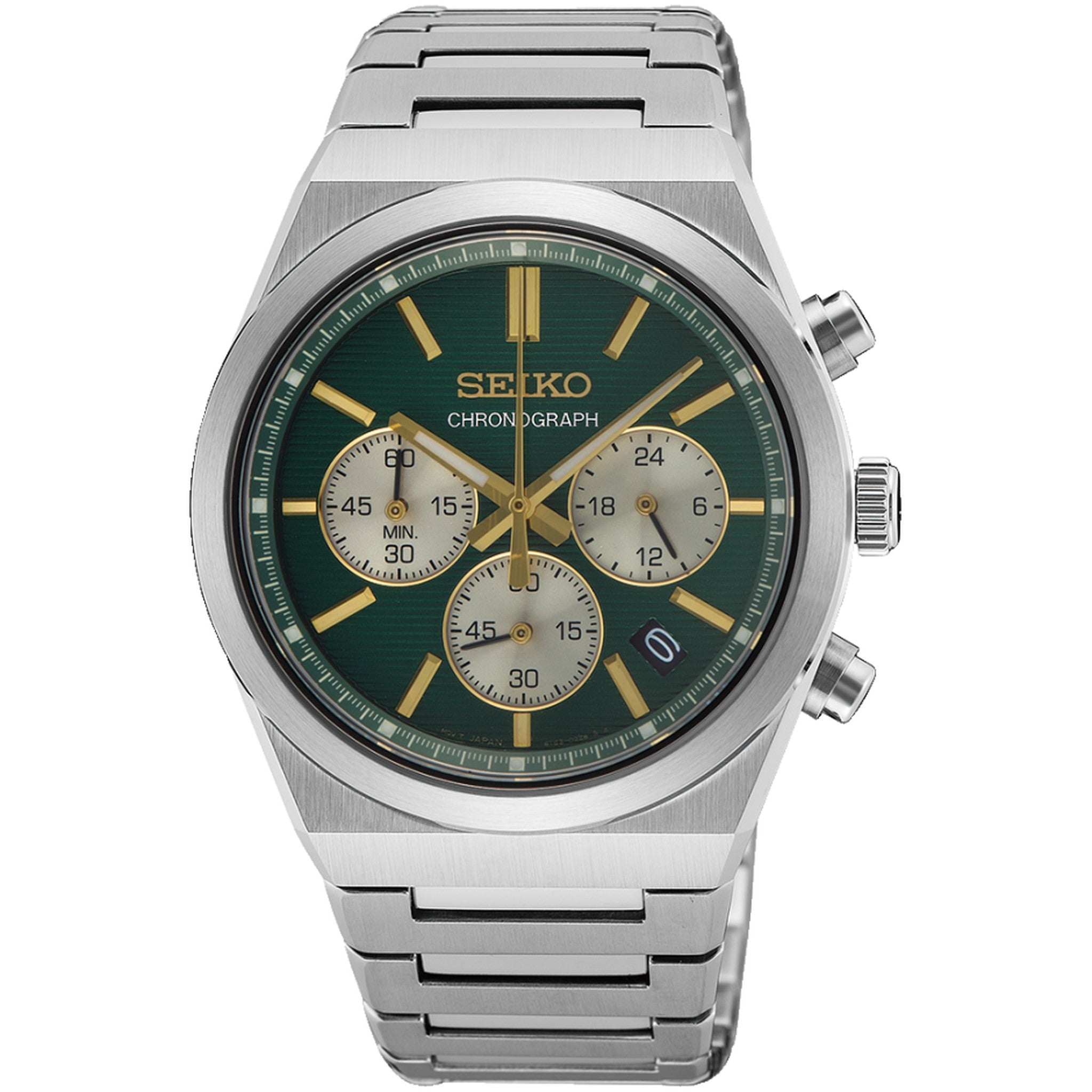 Seiko Men's Quartz Sports Chronograph Watch SSB461P1 Green Gold