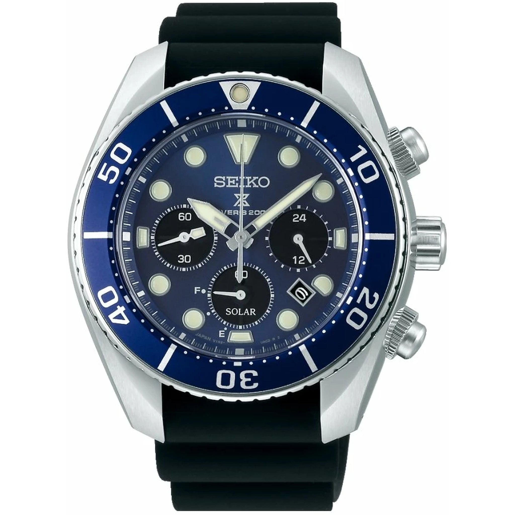 Seiko Men's Prospex Solar Chronograph Watch SSC759J1 Blue Rubber Strap