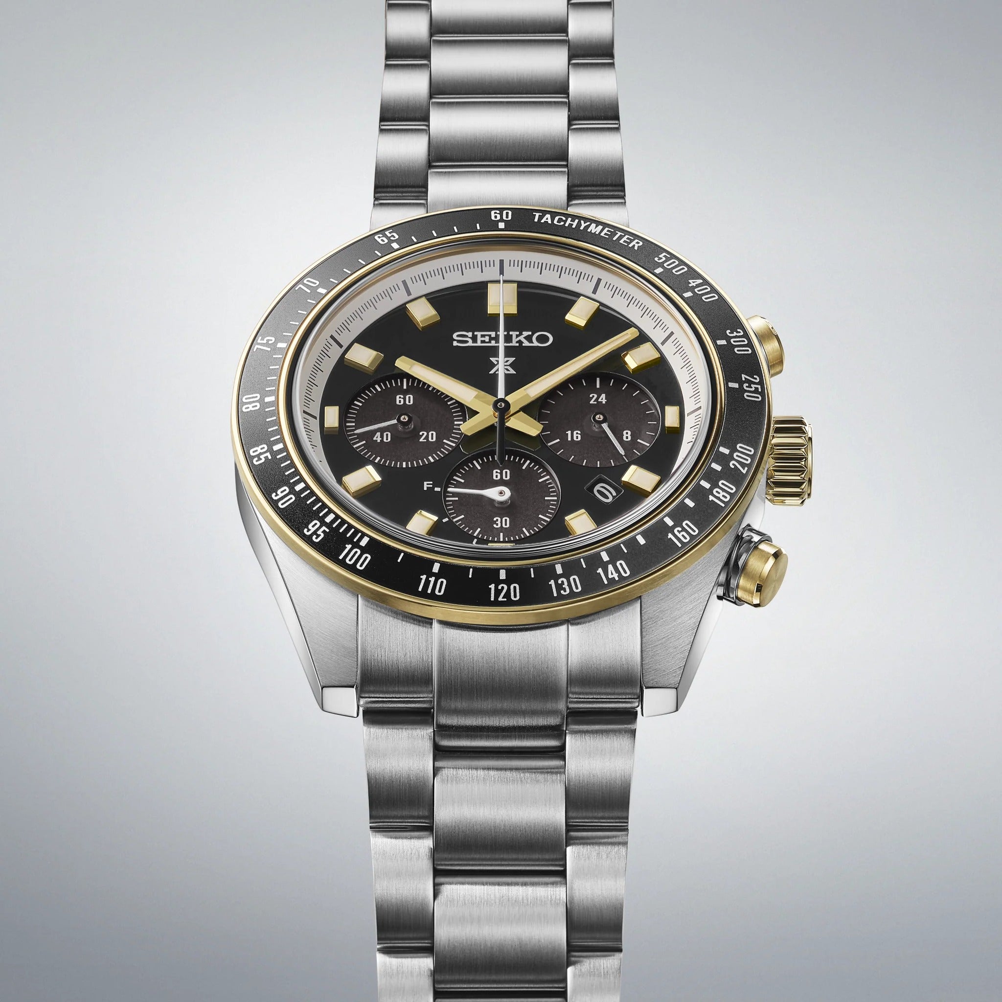 Seiko Prospex Solar Men's Watch SSC941P1 Speedtimer Chronograph Circuit Race Black Gold