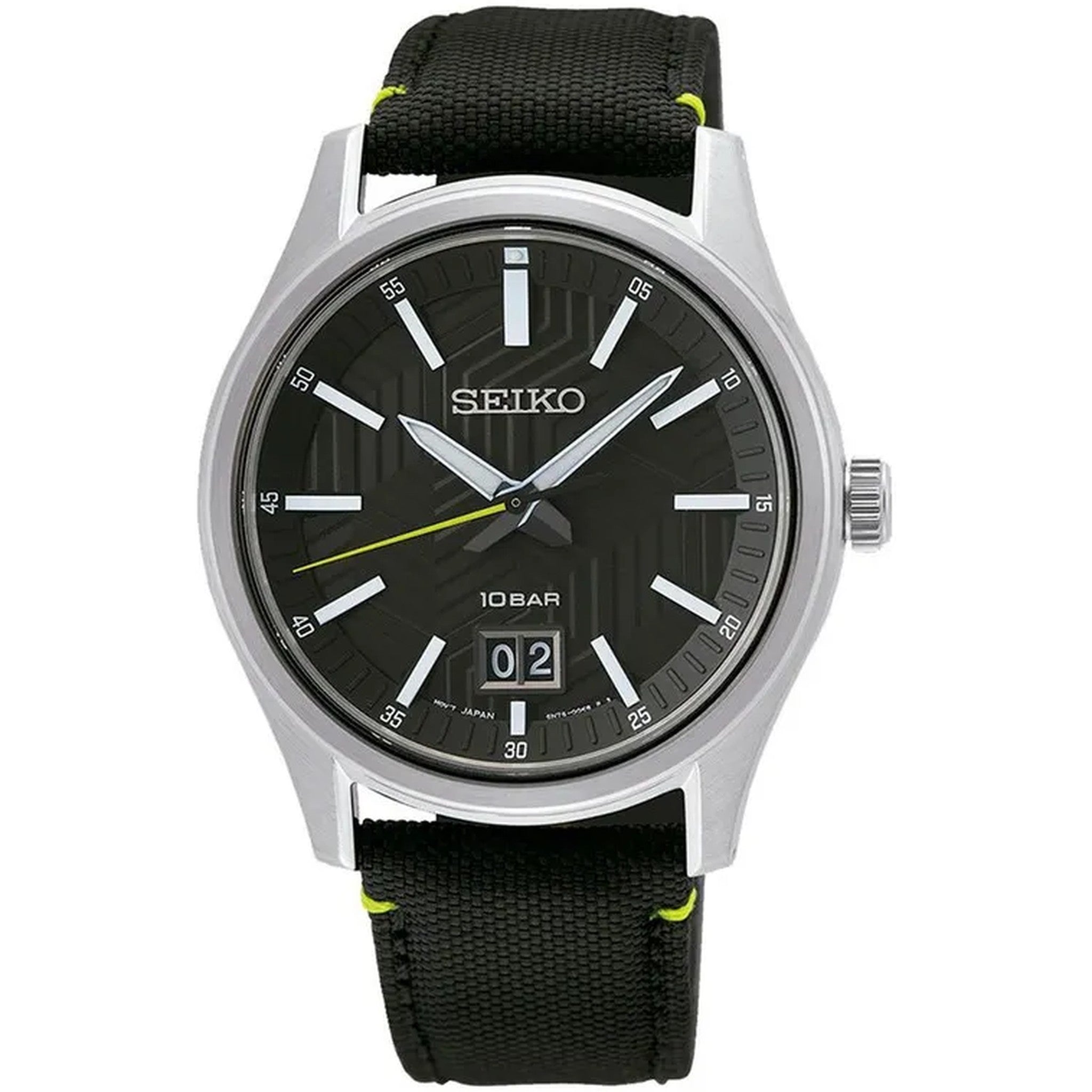 Montre Seiko Classique Sport Homme SUR517P1 Noir Date Bracelet Nylon