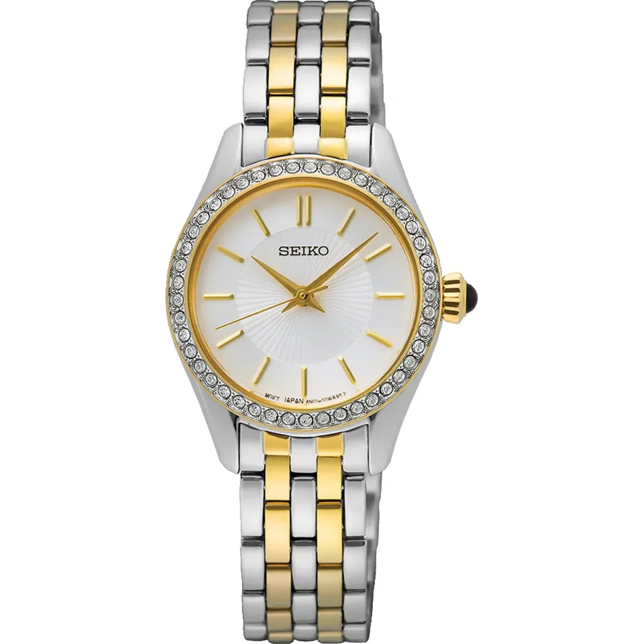 Seiko Classic Quartz Women's Watch SUR540P1 Silver Gold Crystal
