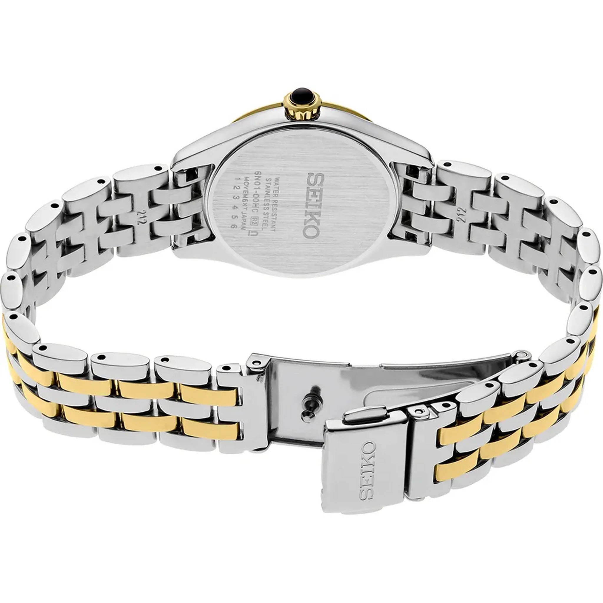 Seiko Classic Quartz Women's Watch SUR540P1 Silver Gold Crystal