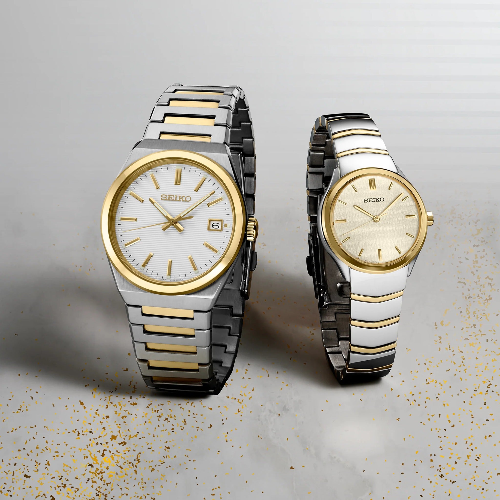 Seiko Classic Quartz Women's Watch SUR550P1 Round Silver Gold