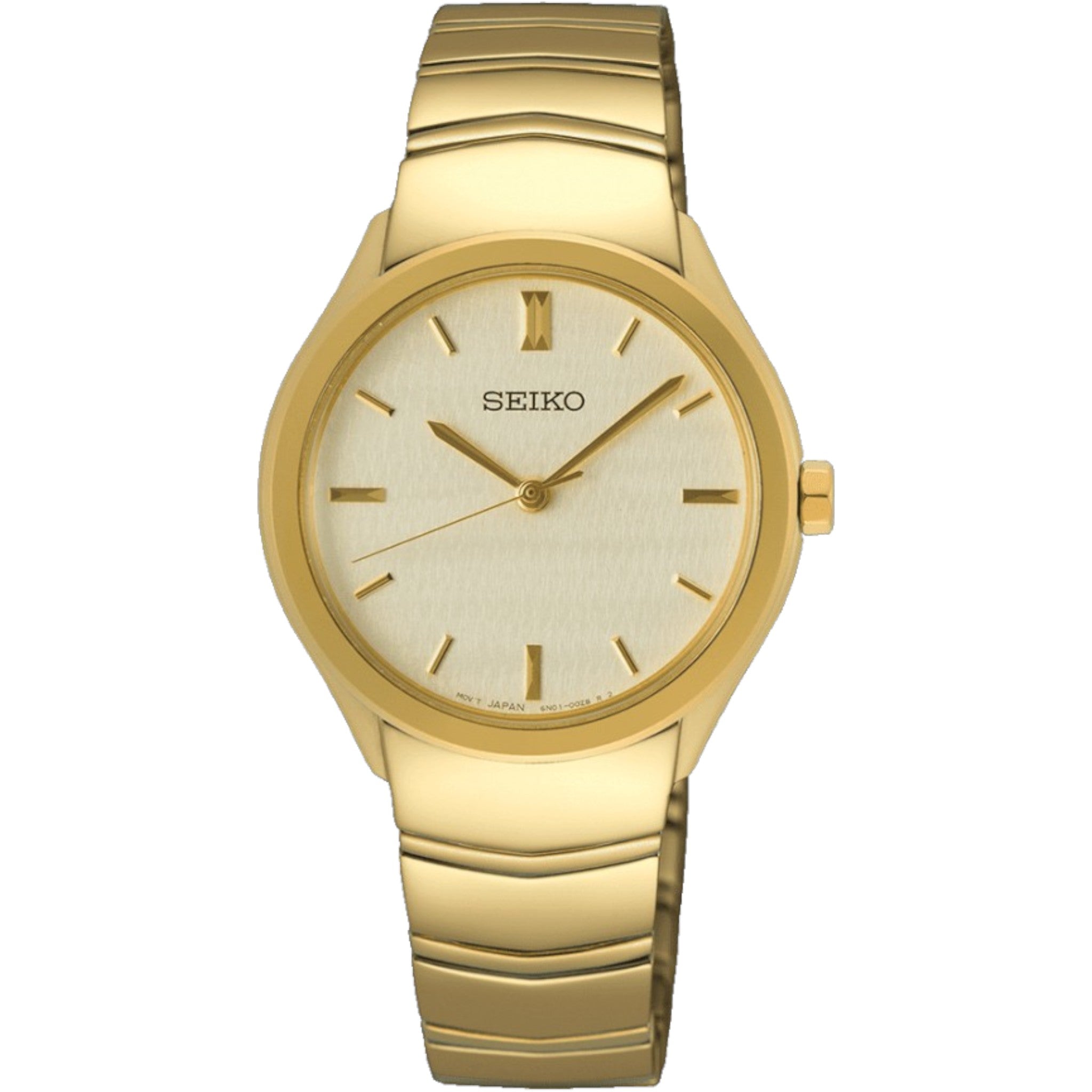 Montre Seiko Classic Femme SUR552P1 Blanc Plaqué Or Quartz