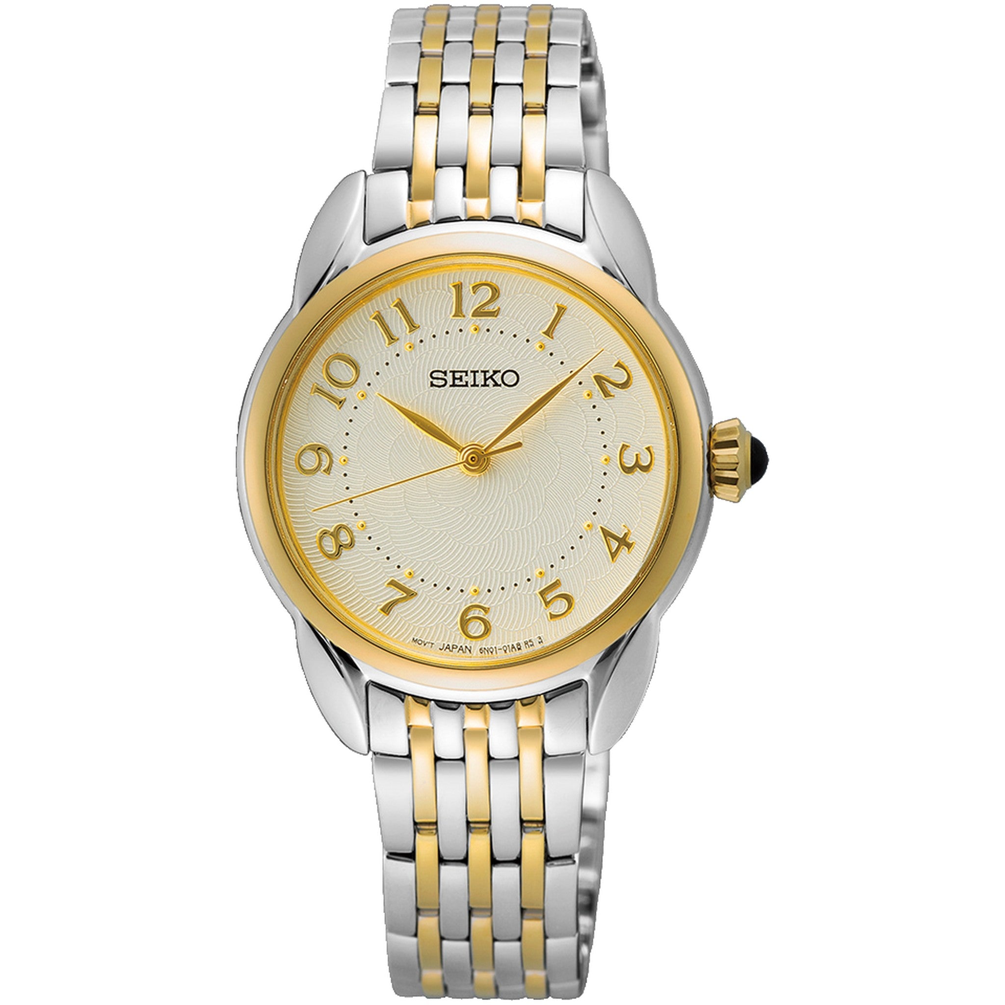 Seiko Classic Quartz Damenuhr SUR562P1 Rund Silber mit goldenen Ziffern