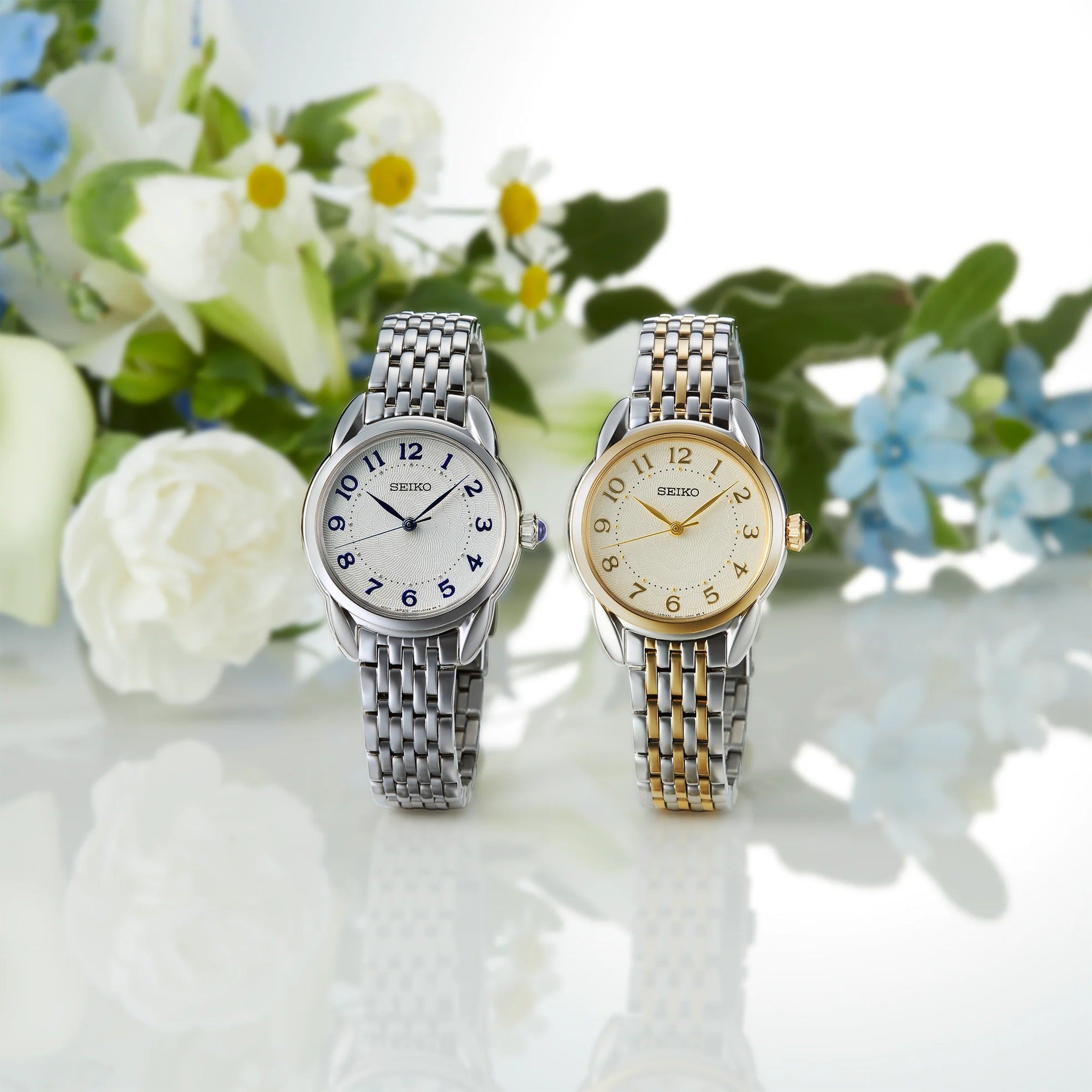 Montre Seiko Classique Quartz Femme SUR562P1 Ronde Argenté Chiffres Doré