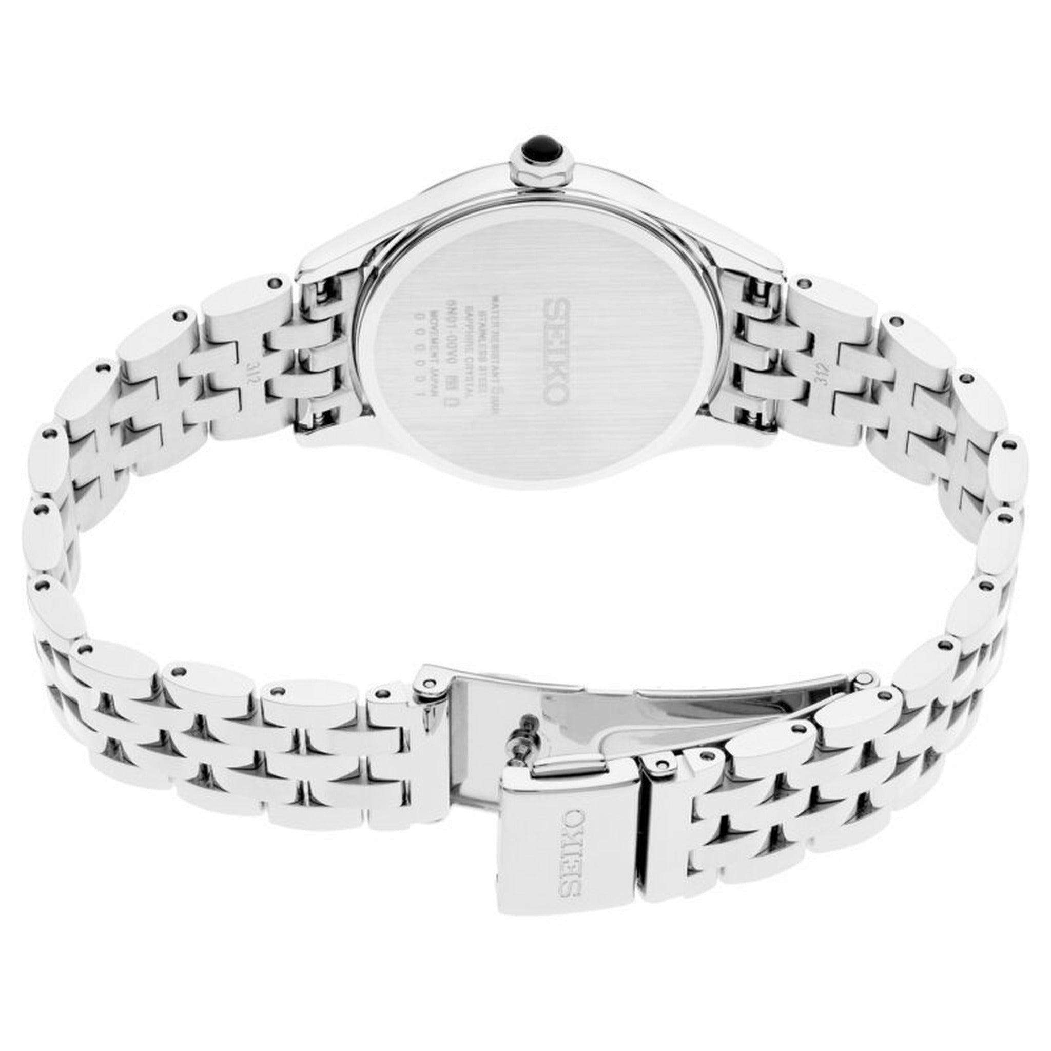 Seiko Classic Quartz Women's Watch SUR611P1 Silver Green Roman Numerals
