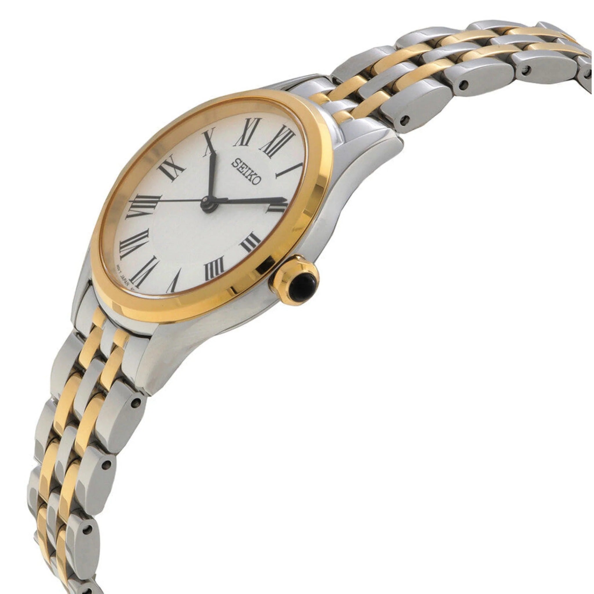 Seiko Classic Quartz Women's Watch SUR612P1 Silver Gold Roman Numerals