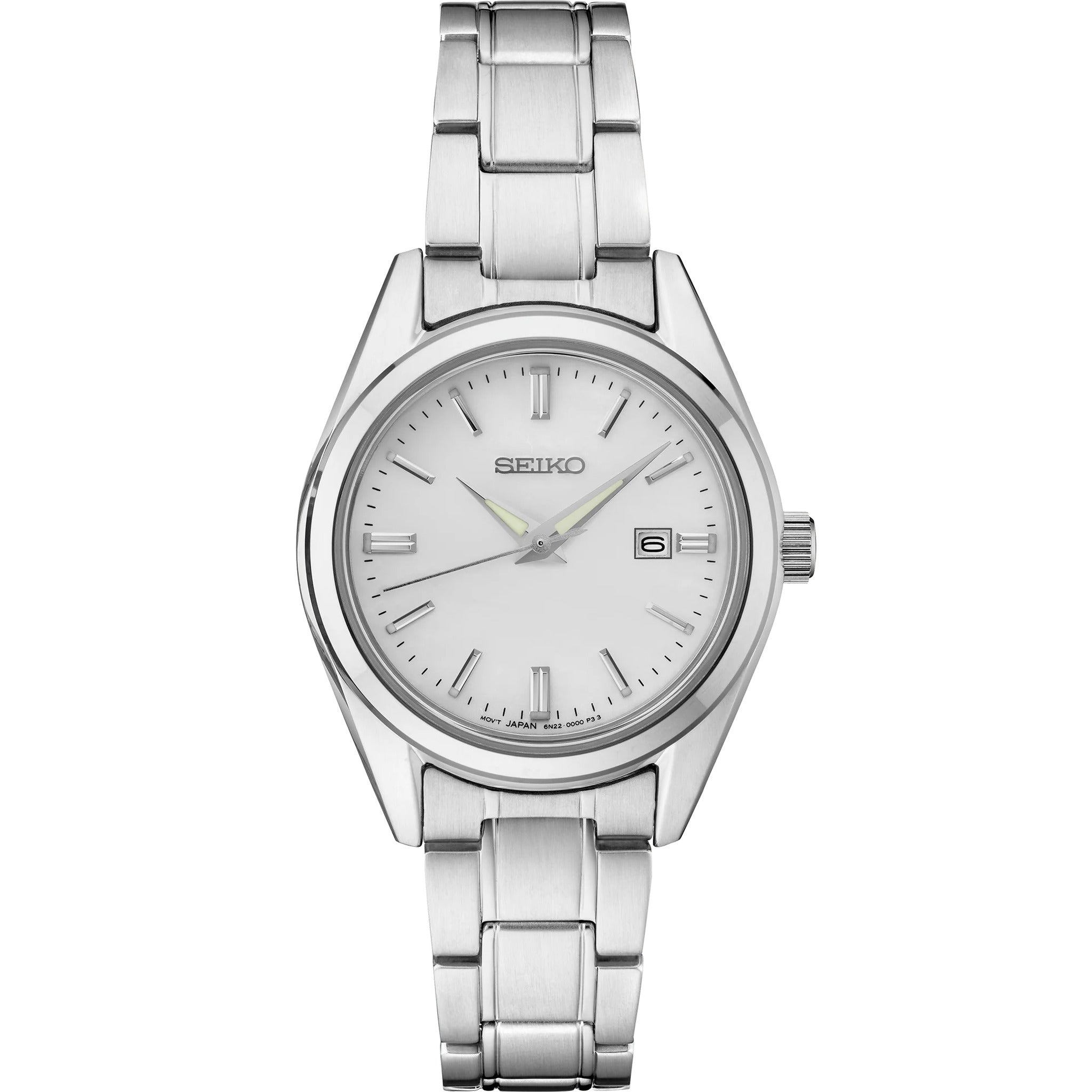 Montre Seiko Classique Quartz Femme SUR633P1 Argenté Blanc