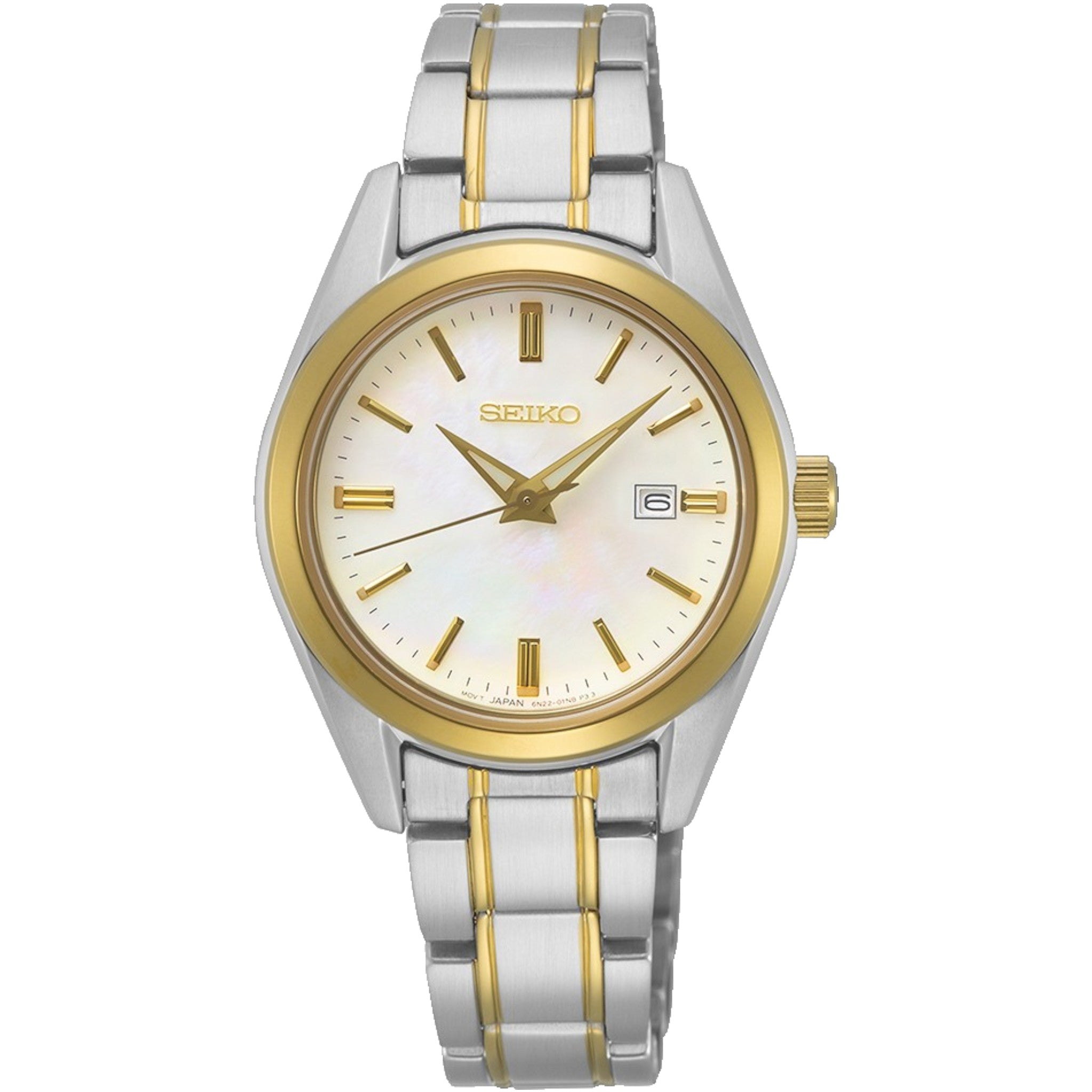 Seiko Classic SUR636P1 Women's Quartz Watch White Pearl Gold