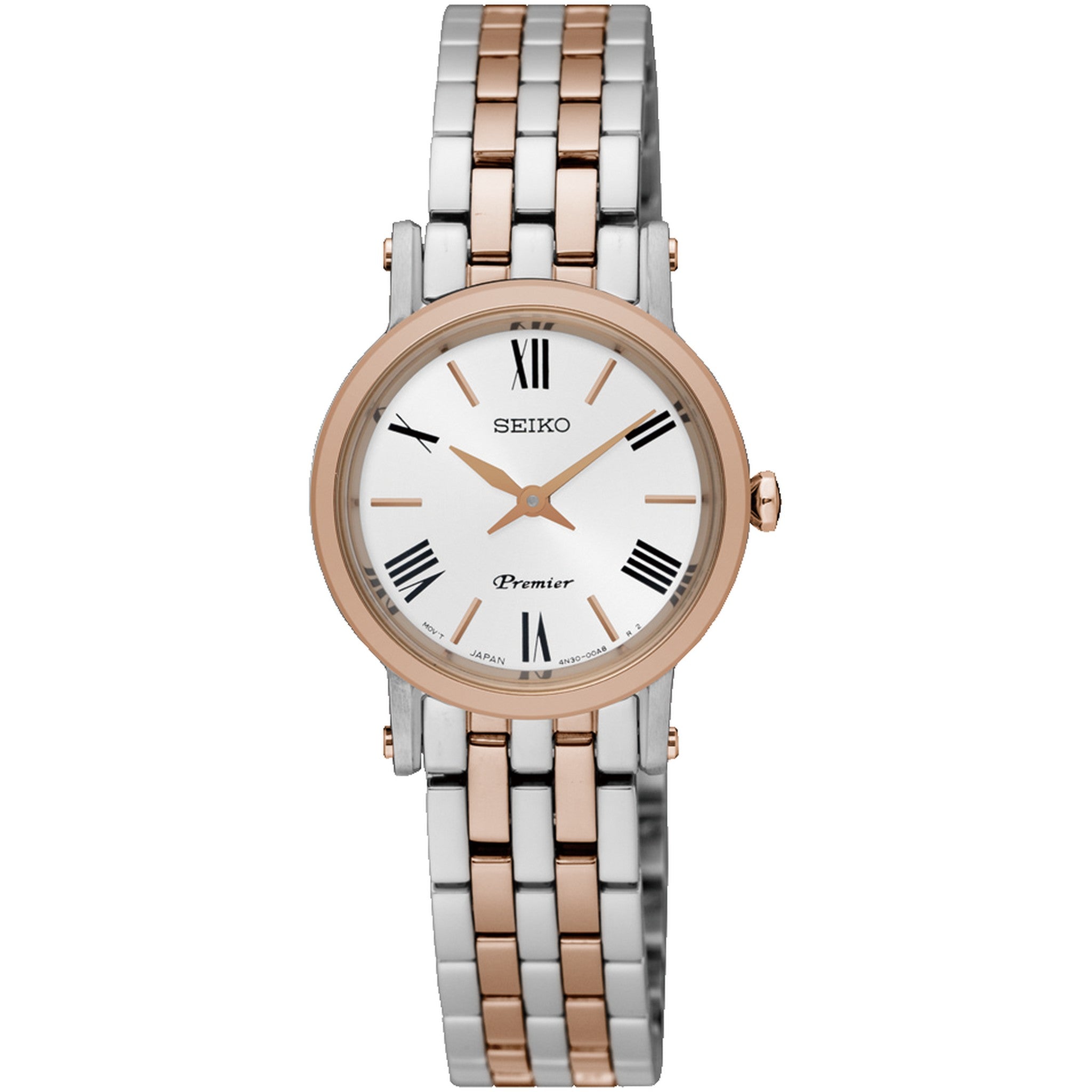 Seiko Premier Quartz Women's Watch SWR028P1 Round Rose Gold Silver